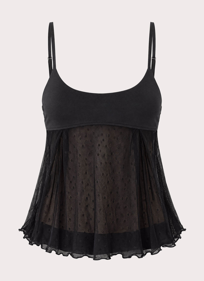 Elsie Mesh Polka Dot Top - Black