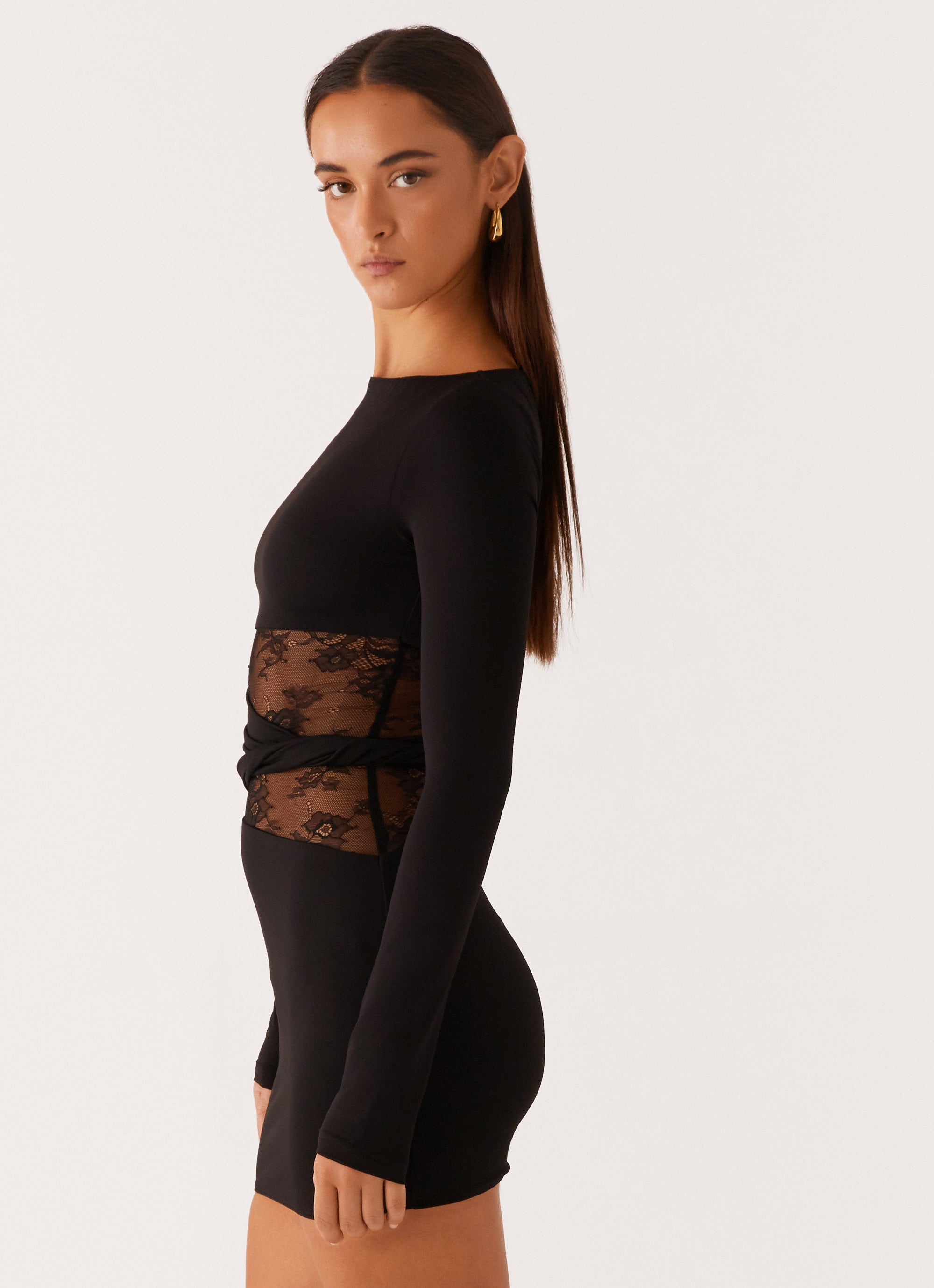 Echo Long Sleeve Mini Dress - Black Black / US 18 Echo Long Sleeve Mini Dress - Black Black / US 18
