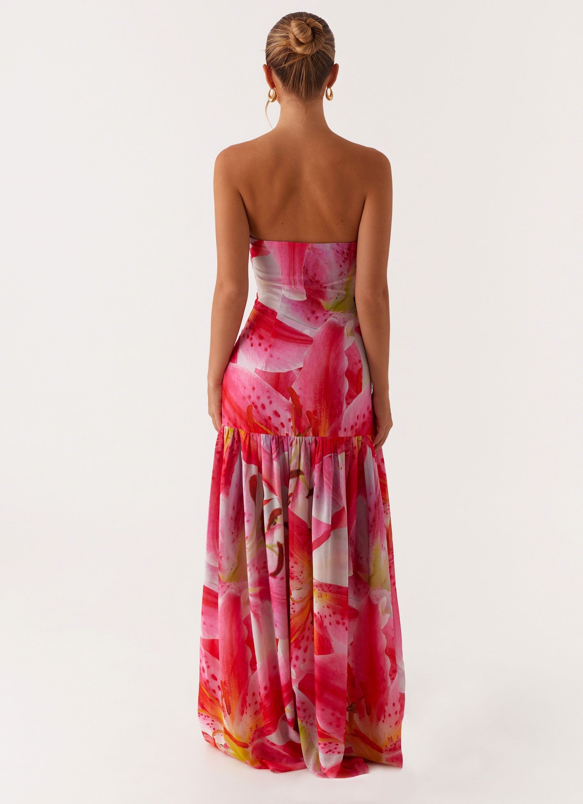Eden Strapless Maxi Dress - White Pink Lilly White Pink Lilly / US 12 Eden Strapless Maxi Dress - White Pink Lilly White Pink Lilly / US 12