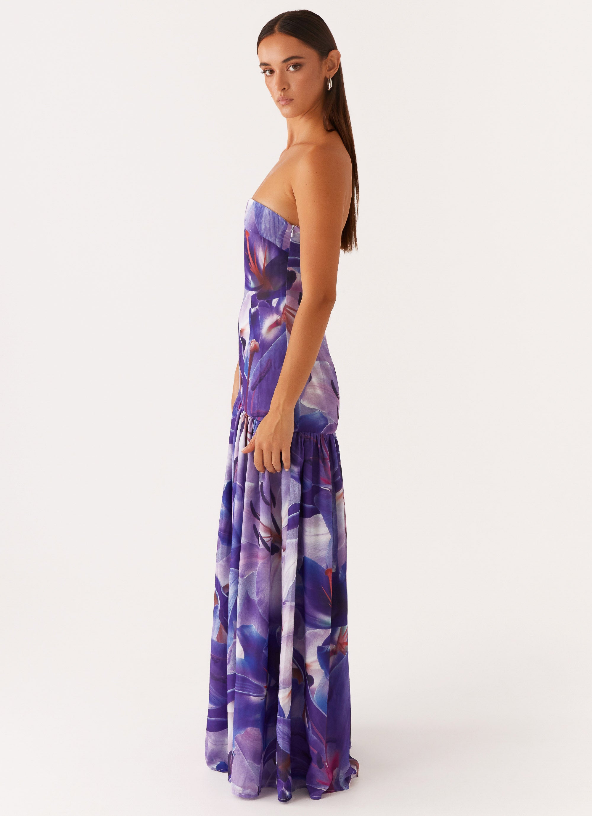 Eden Strapless Maxi Dress - Purple White Lilly Peppermayo US Eden Strapless Maxi Dress - Purple White Lilly Peppermayo US