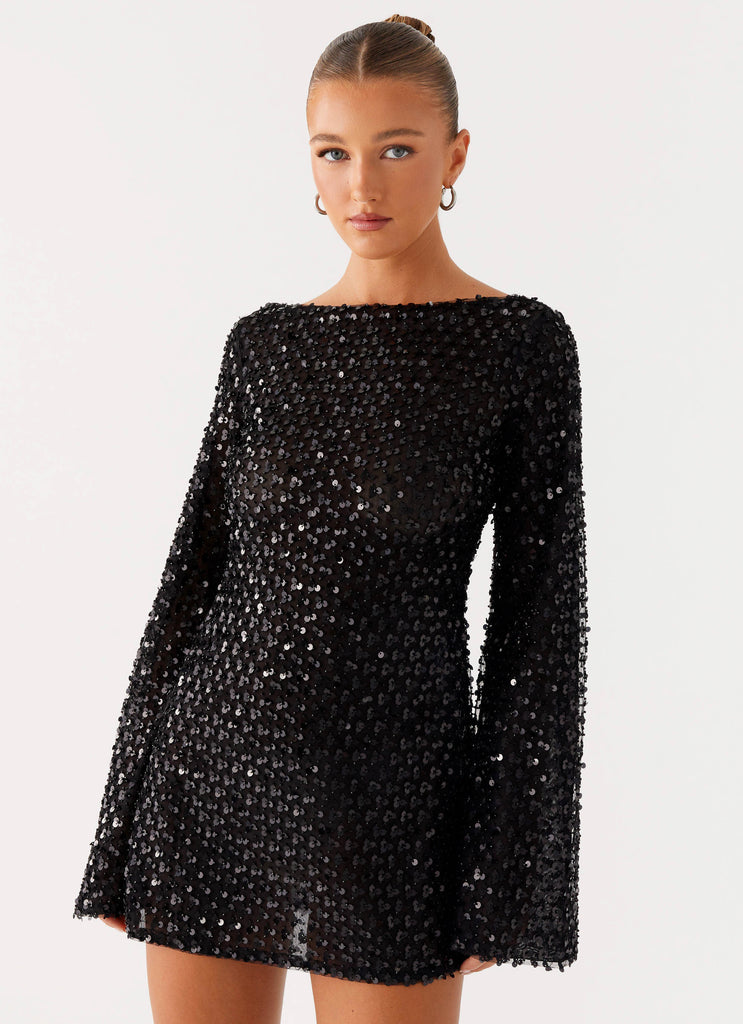 Edessa Sequin Mini Dress Black 4