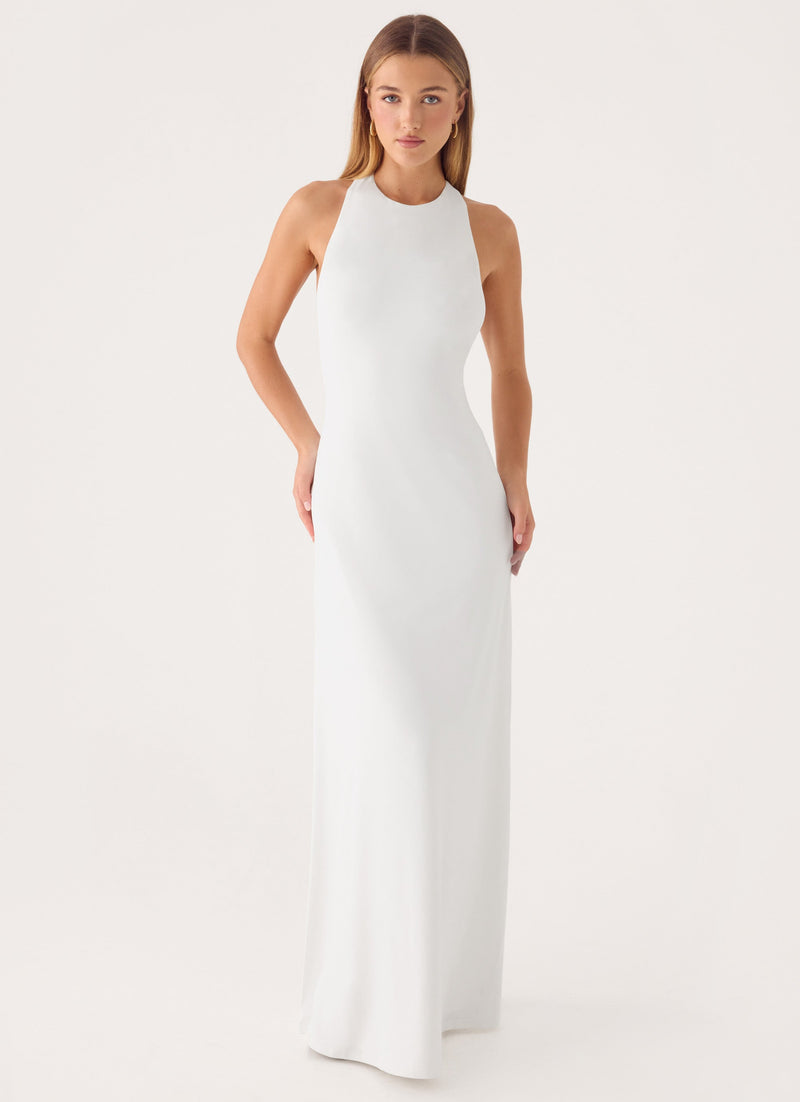 Elliah Cut Out Back Maxi Dress - White