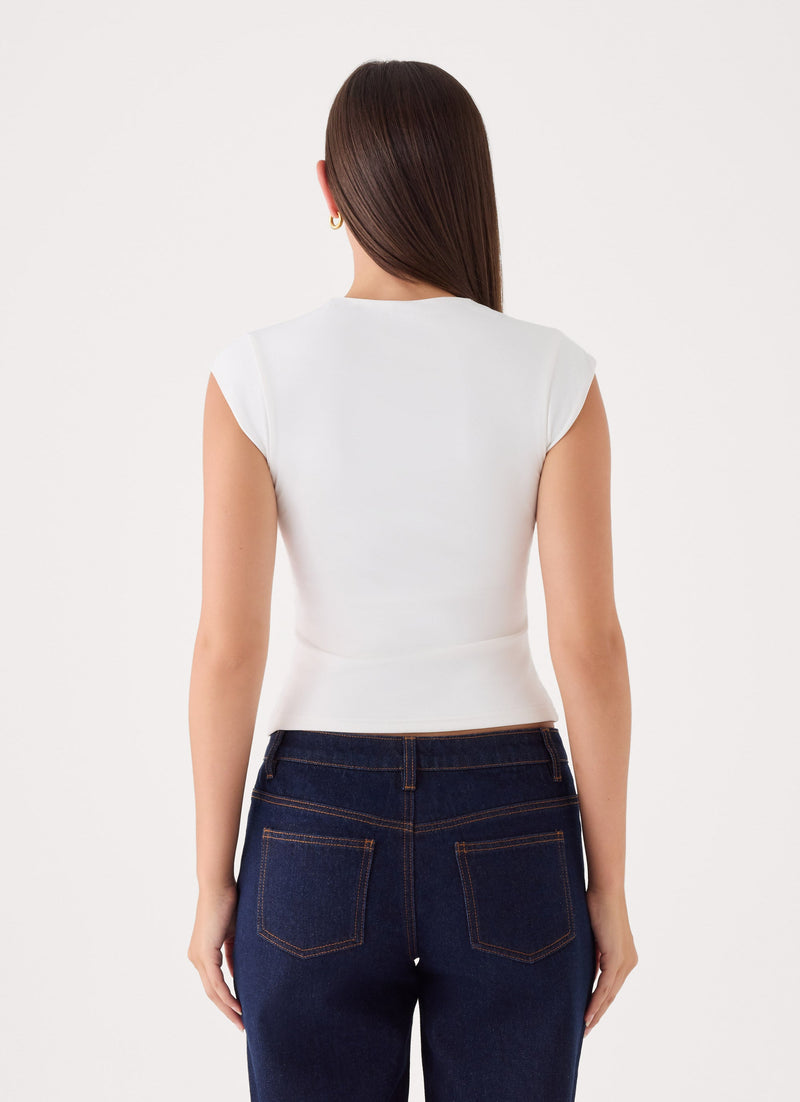 Elodie Keyhole Top - White