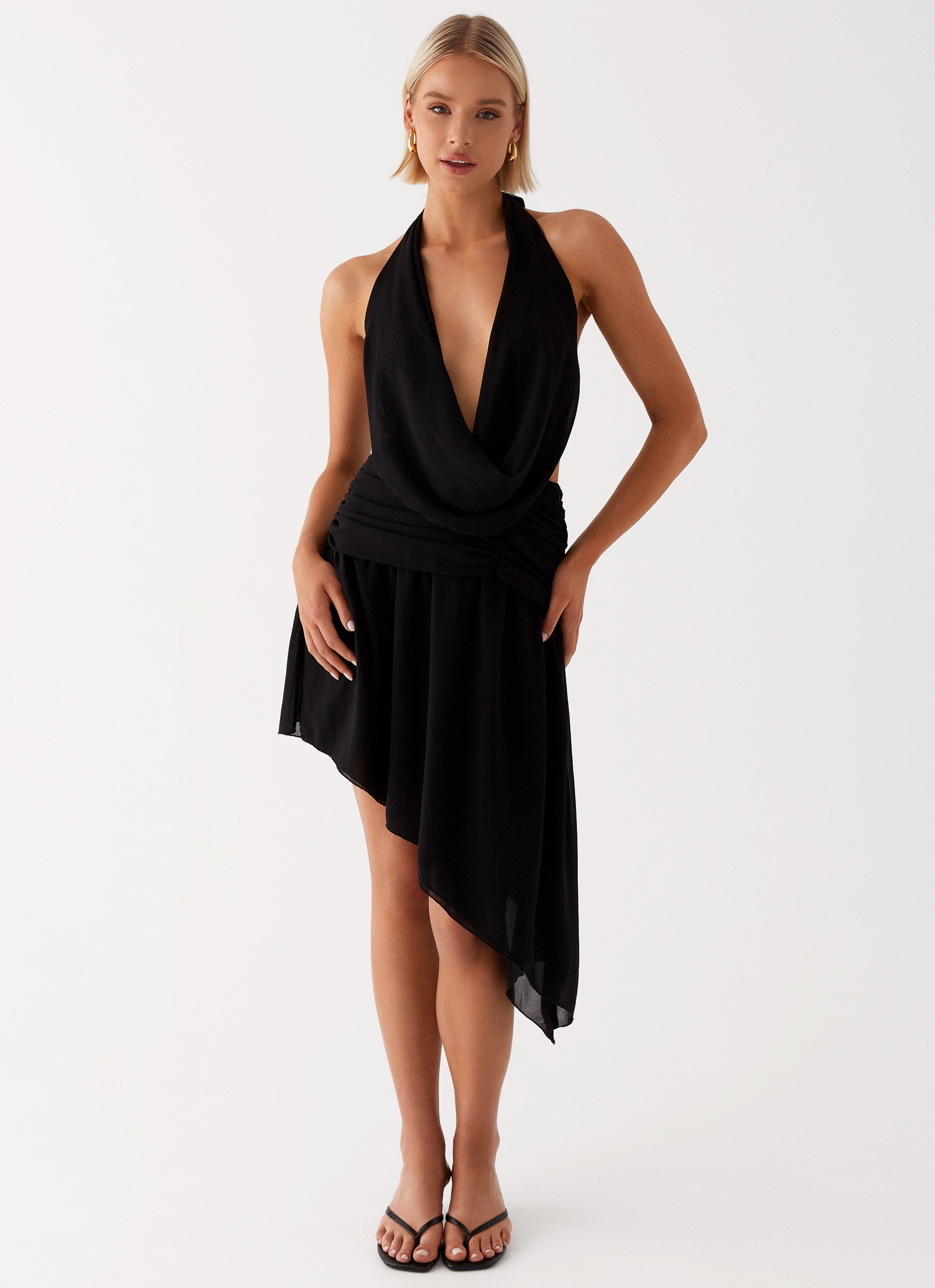 Elysia Chiffon Midi Dress - Black Peppermayo US Elysia Chiffon Midi Dress - Black Peppermayo US