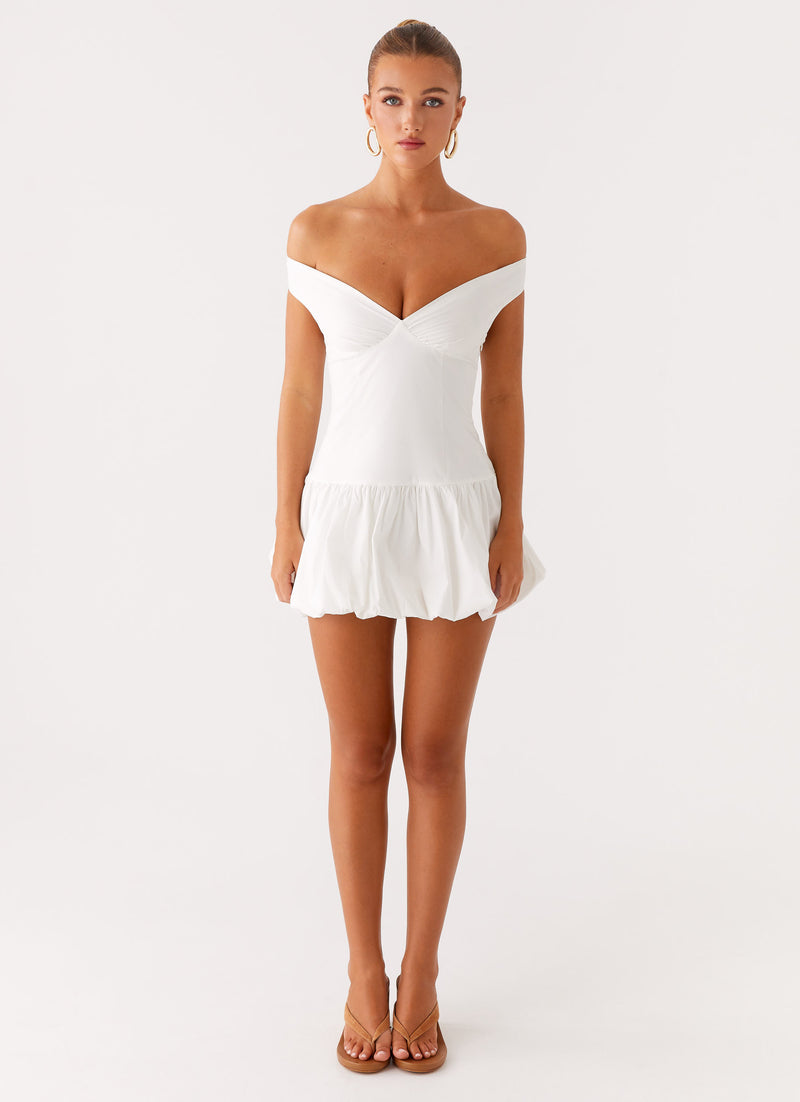 Endless Romance Off Shoulder Mini Dress - White