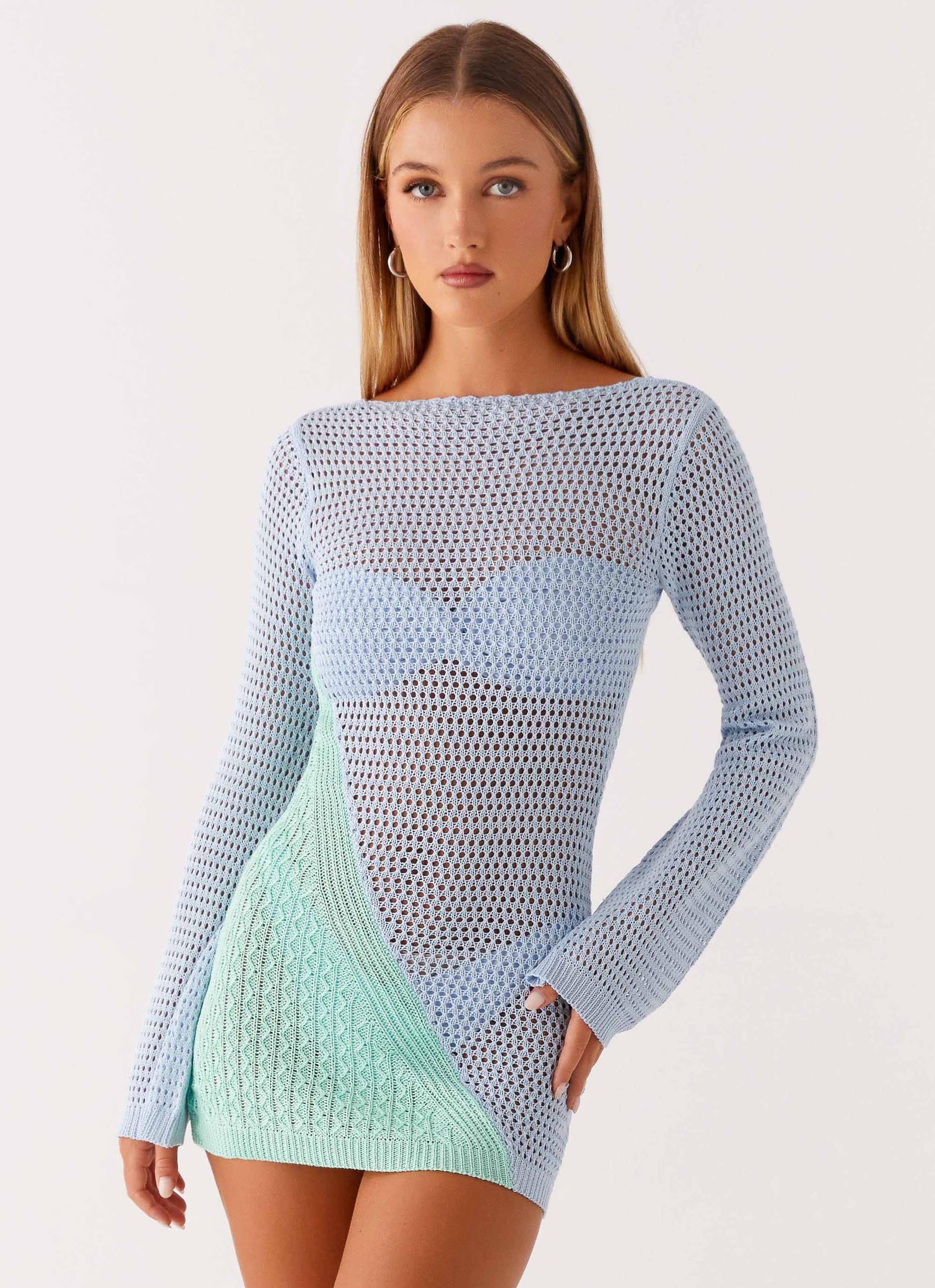 Estie Long Sleeve Crochet Mini Dress