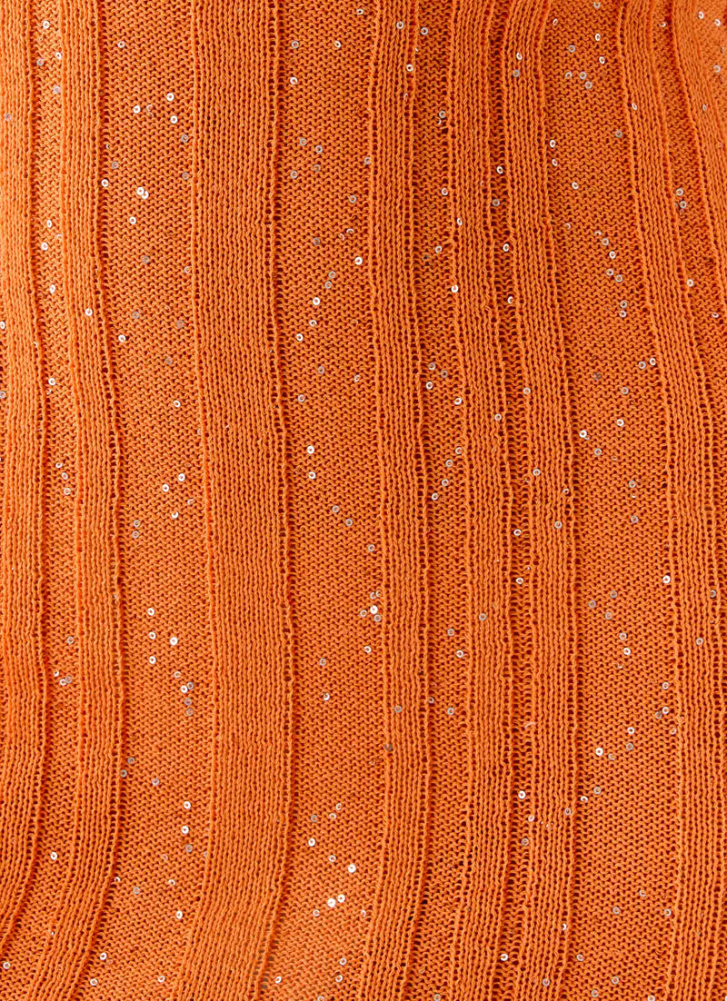 Estrella Long Sleeve Knit Mini Dress - Orange