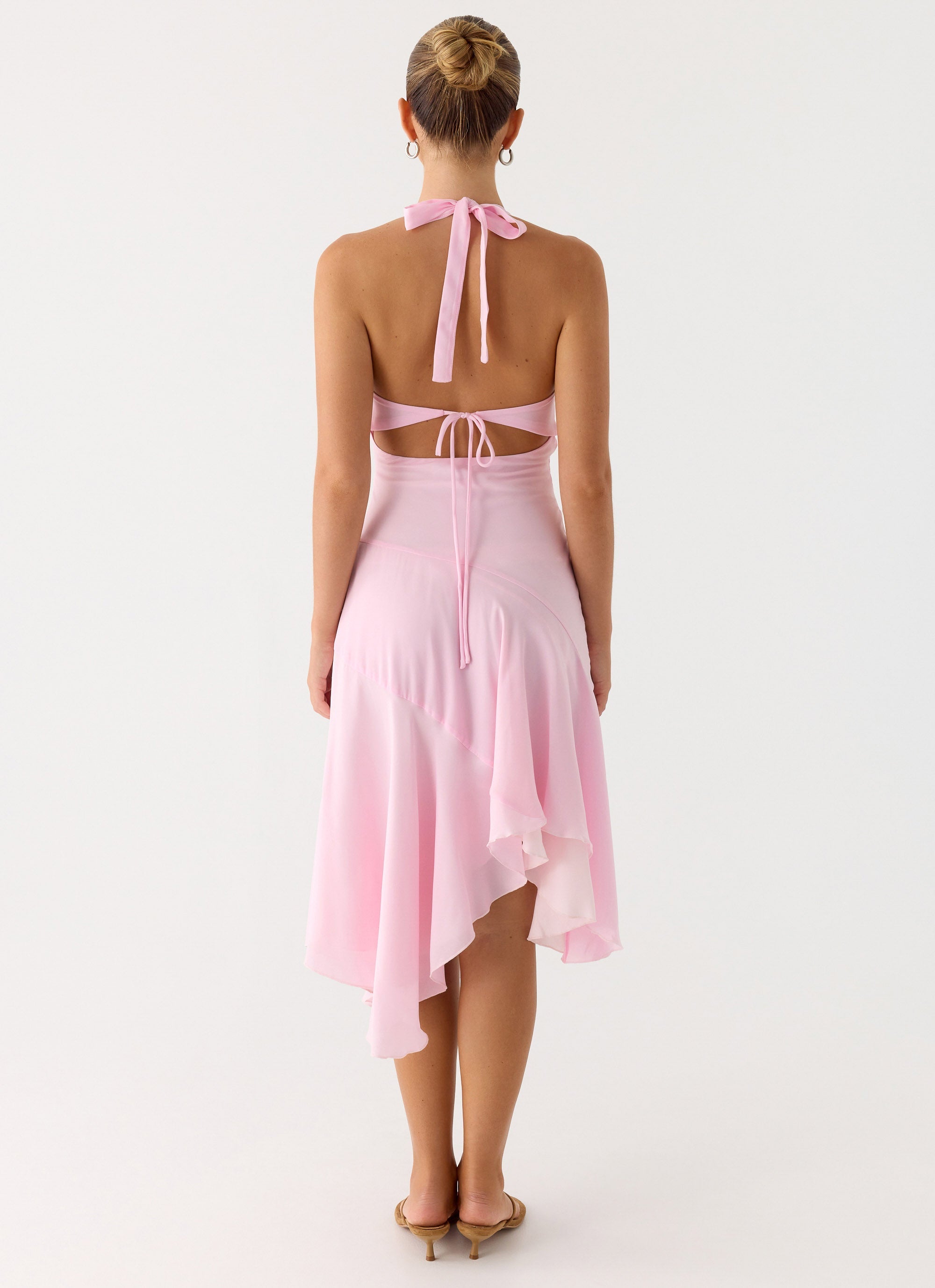 Faelie Halter Neck Asymmetrical Midi Dress - Pink Pink / US 14 Faelie Halter Neck Asymmetrical Midi Dress - Pink Pink / US 14