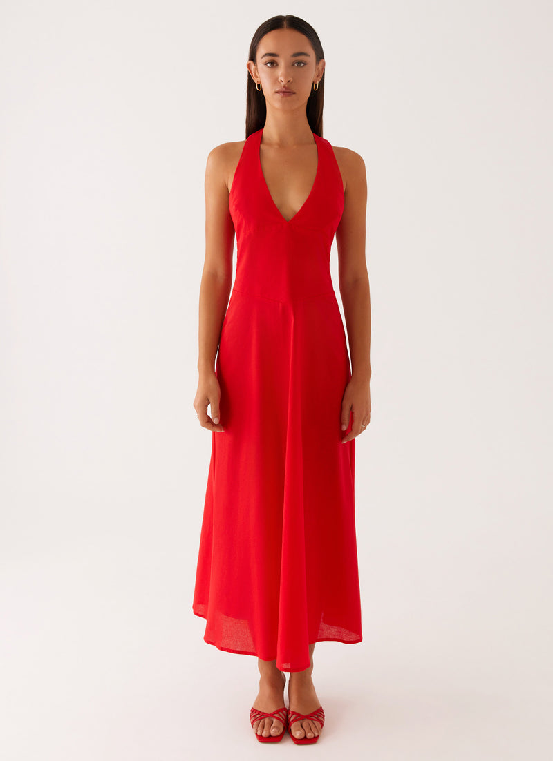 Falling for You Midi Dress - Red