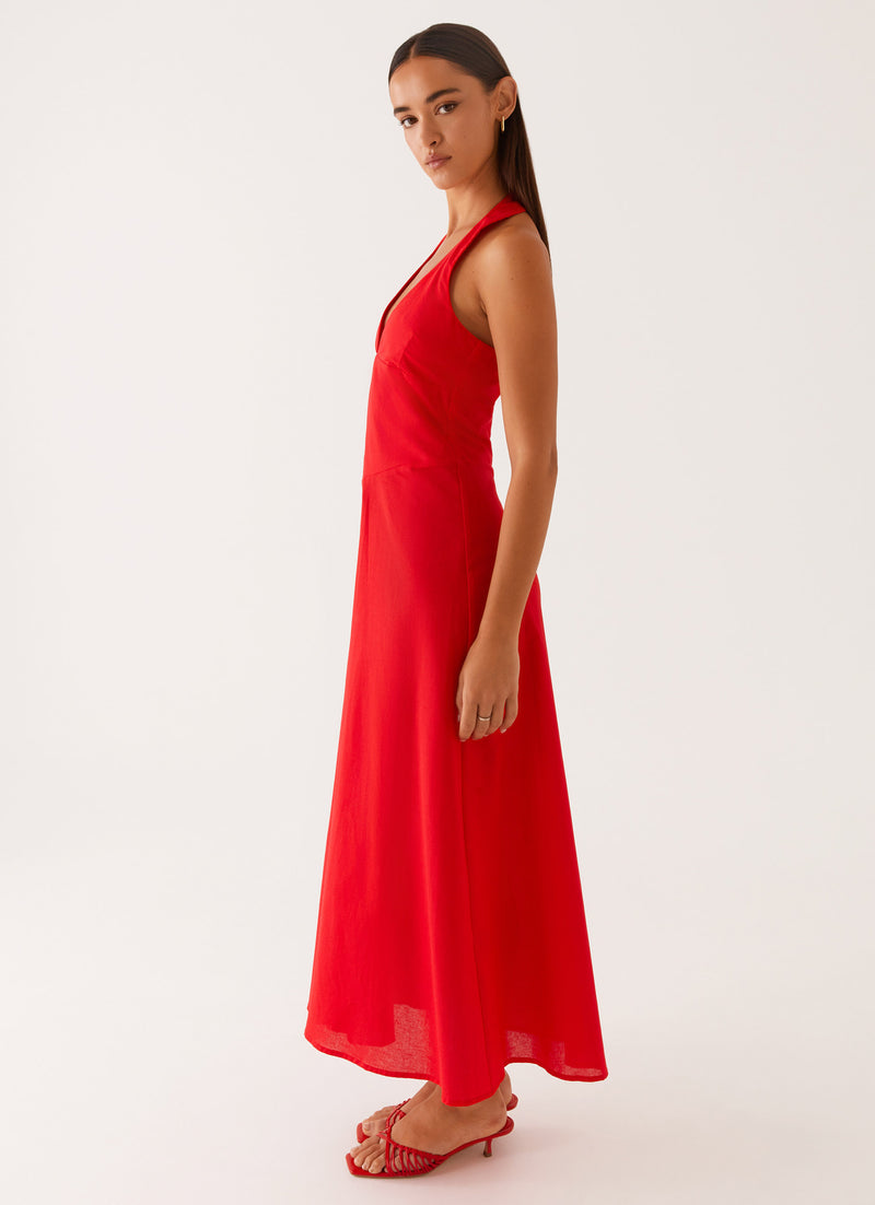 Falling for You Midi Dress - Red