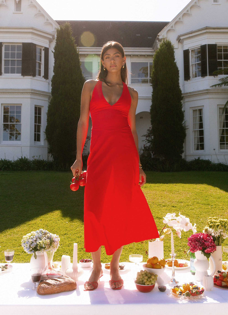 Falling for You Midi Dress - Red