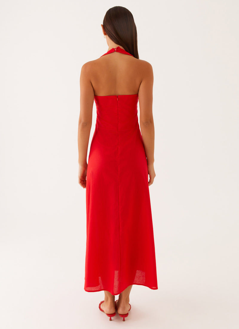 Falling for You Midi Dress - Red