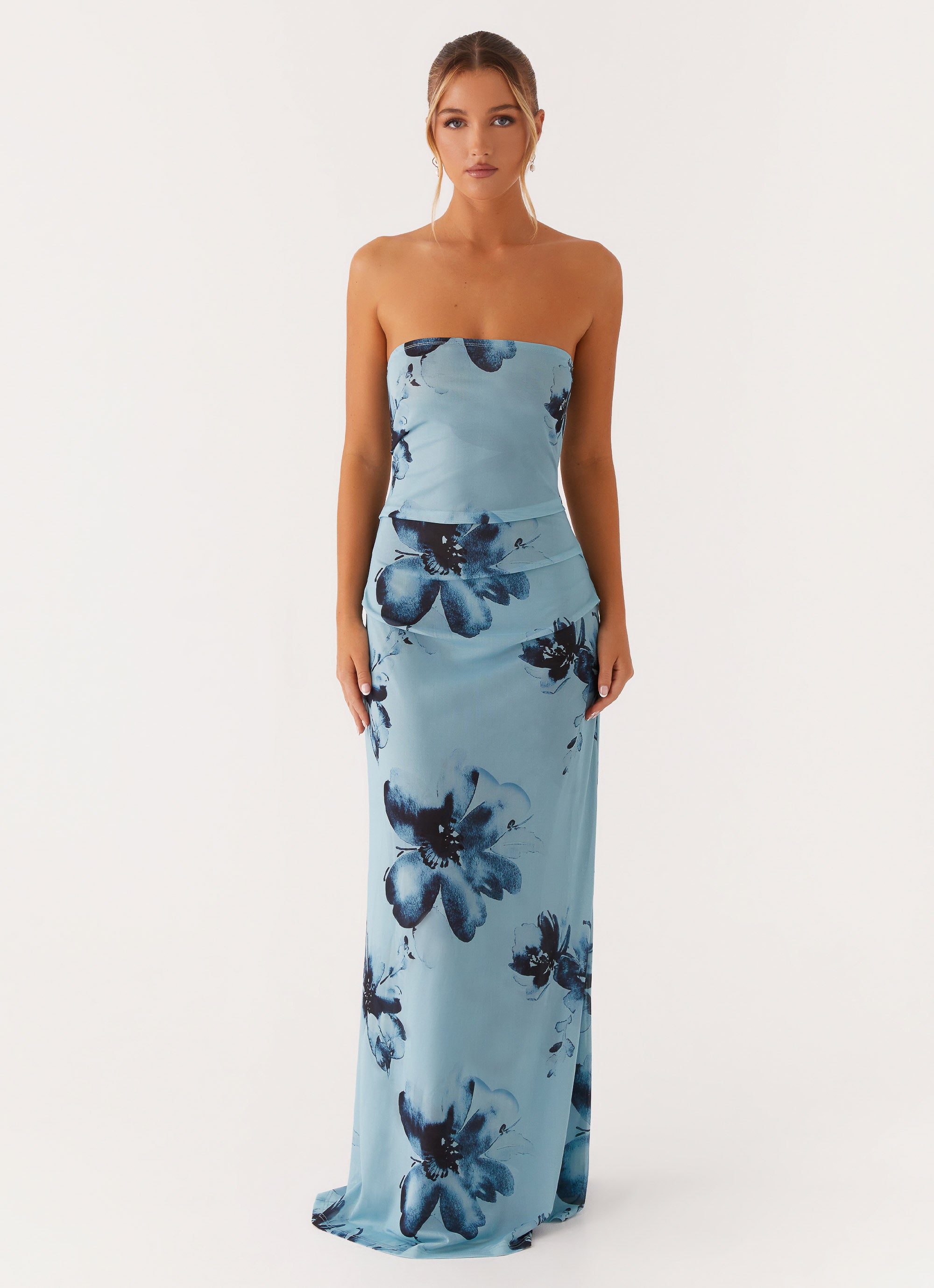 Field Of Dreams Maxi Dress - Blue Black Floral Blue Black Floral / US 14 Field Of Dreams Maxi Dress - Blue Black Floral Blue Black Floral / US 14