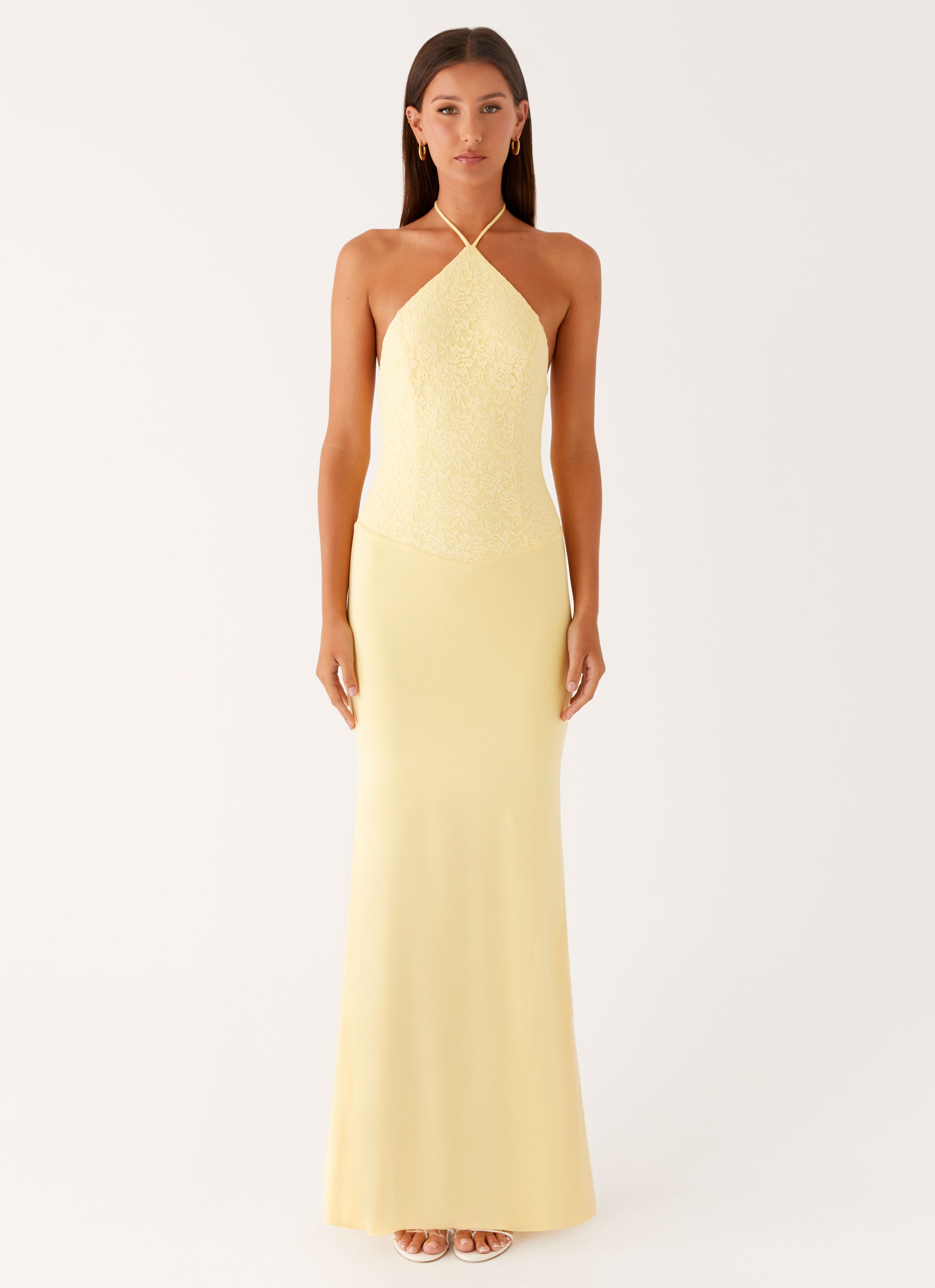 Fiesta Halter Maxi Dress - Sunny Yellow Sunny Yellow / US 16 Fiesta Halter Maxi Dress - Sunny Yellow Sunny Yellow / US 16