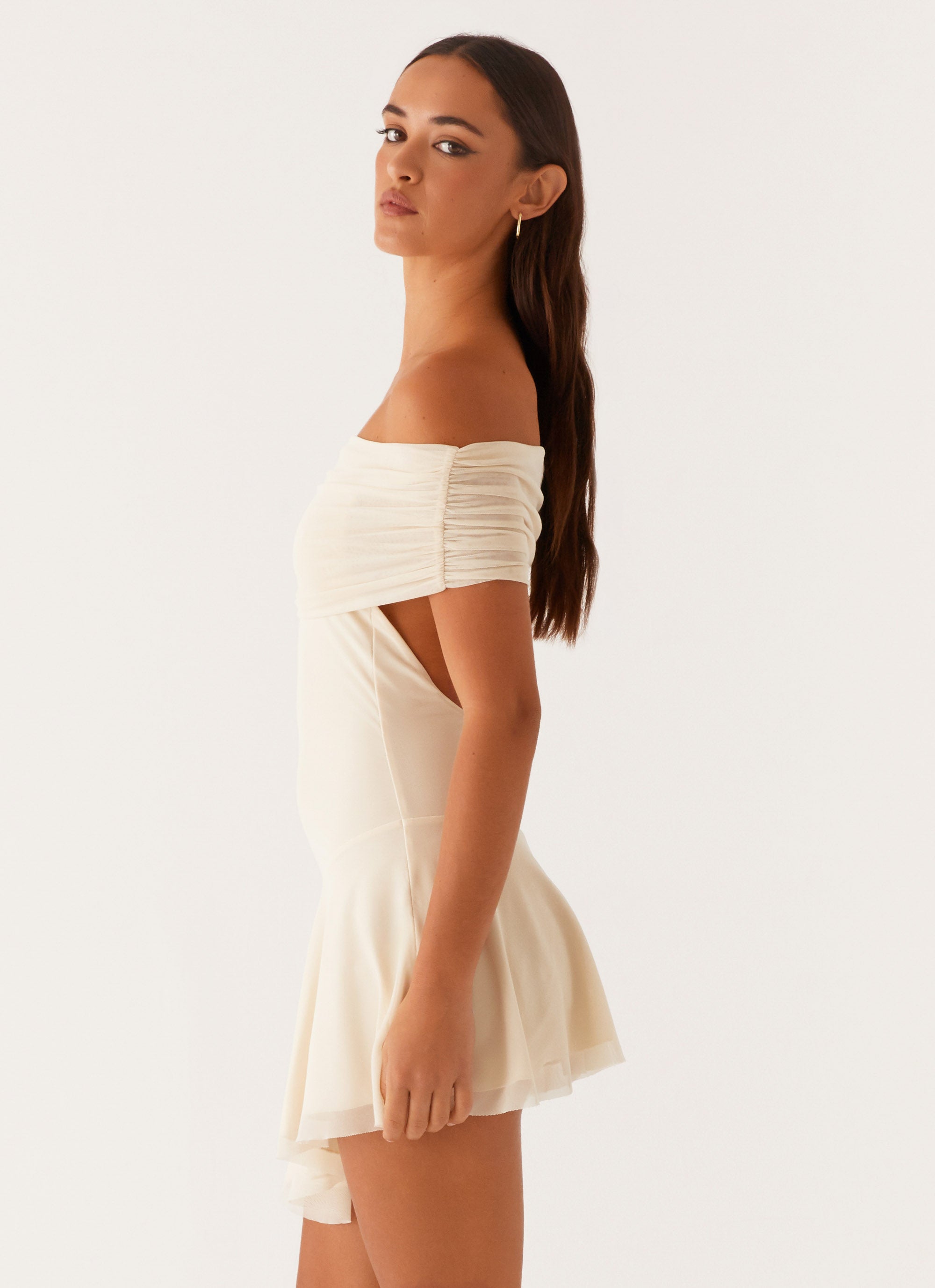 Finola Off Shoulder Mini Dress - Pastel Yellow Pastel Yellow / US 18 Finola Off Shoulder Mini Dress - Pastel Yellow Pastel Yellow / US 18