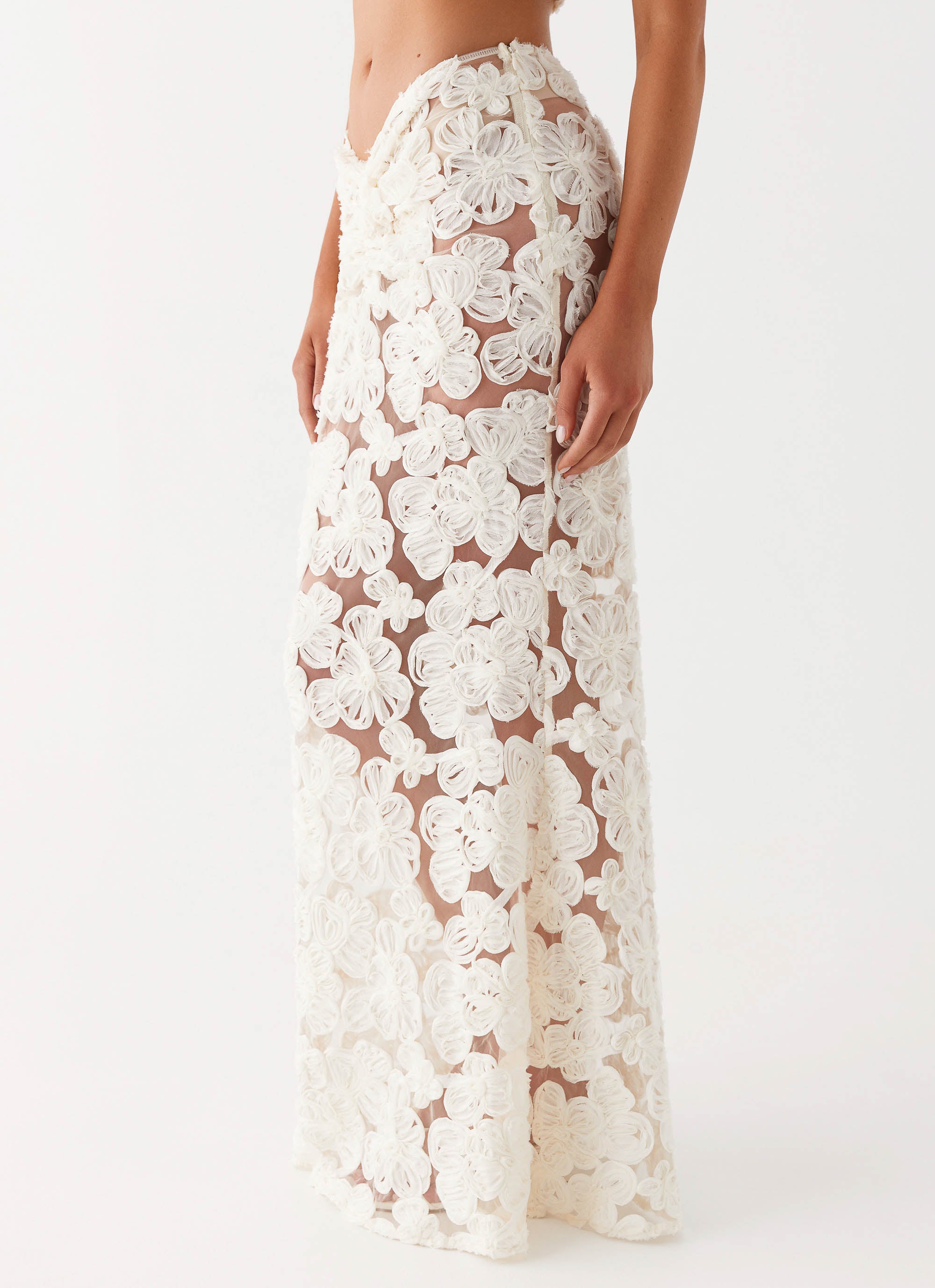 Fiorella Floret Maxi Skirt Ivory Peppermayo US