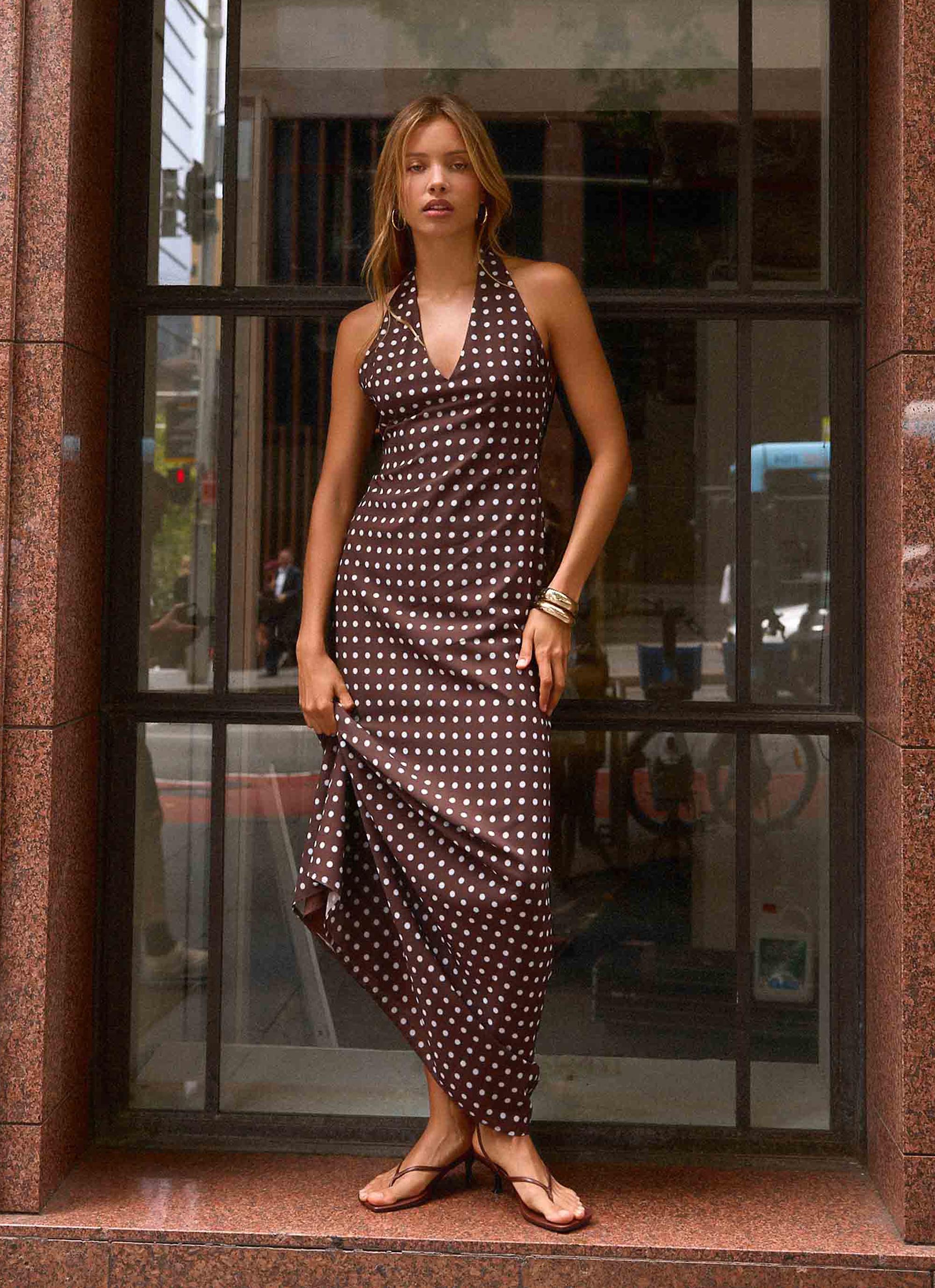Float Away Maxi Dress - Chocolate Blue Dot Chocolate Blue Dot / US 10 Float Away Maxi Dress - Chocolate Blue Dot Chocolate Blue Dot / US 10