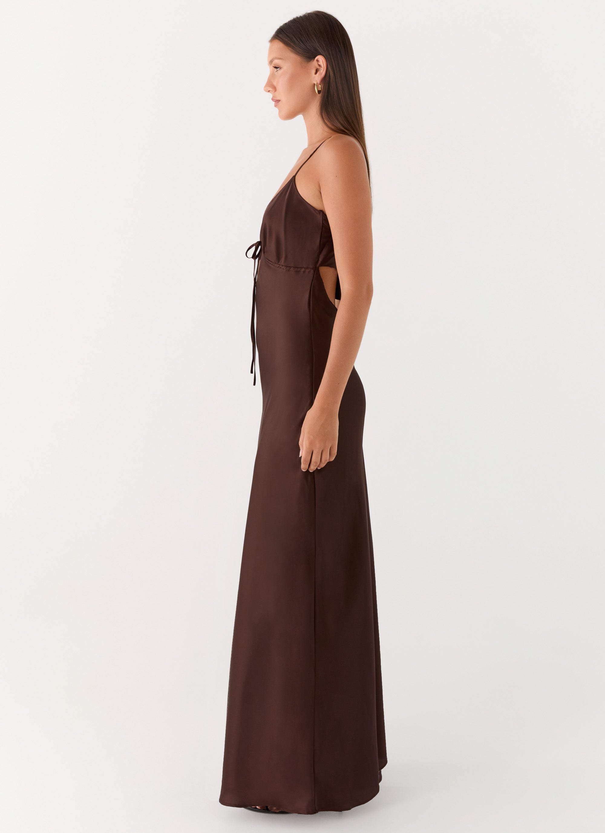 Flora Satin Maxi Dress - Chocolate Peppermayo US Flora Satin Maxi Dress - Chocolate Peppermayo US