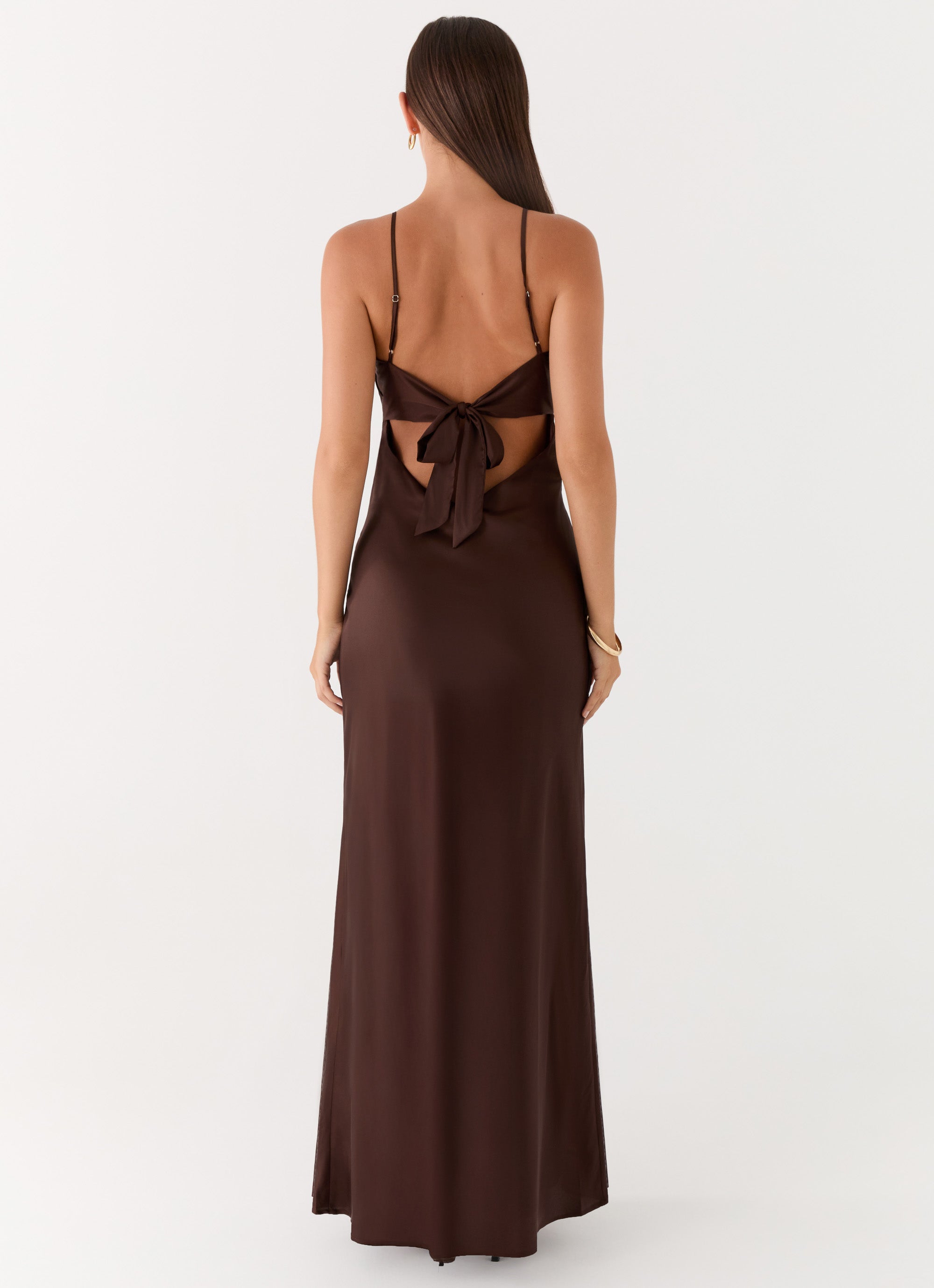 Flora Satin Maxi Dress - Chocolate Peppermayo US Flora Satin Maxi Dress - Chocolate Peppermayo US