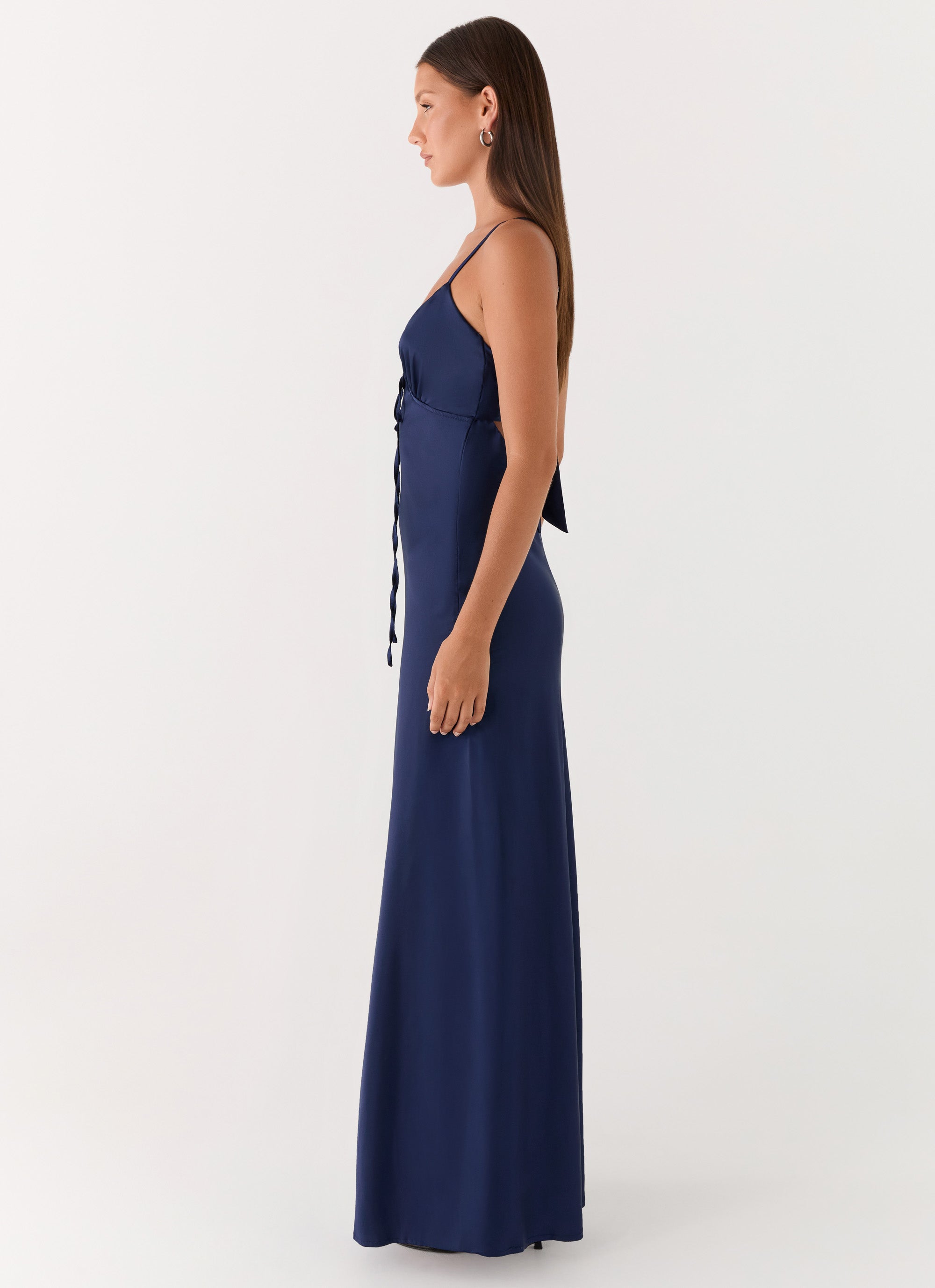 Flora Satin Maxi Dress - Navy Navy / US 6 Flora Satin Maxi Dress - Navy Navy / US 6