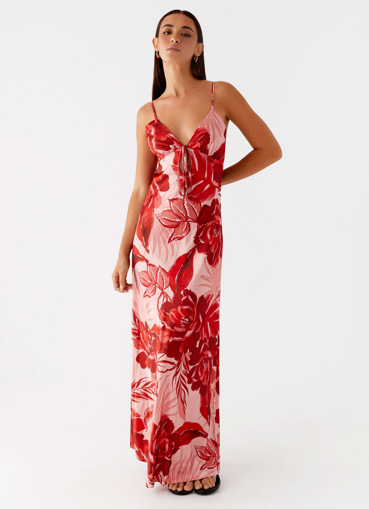 Flora Satin Maxi Dress - Sicily Sunsets Print