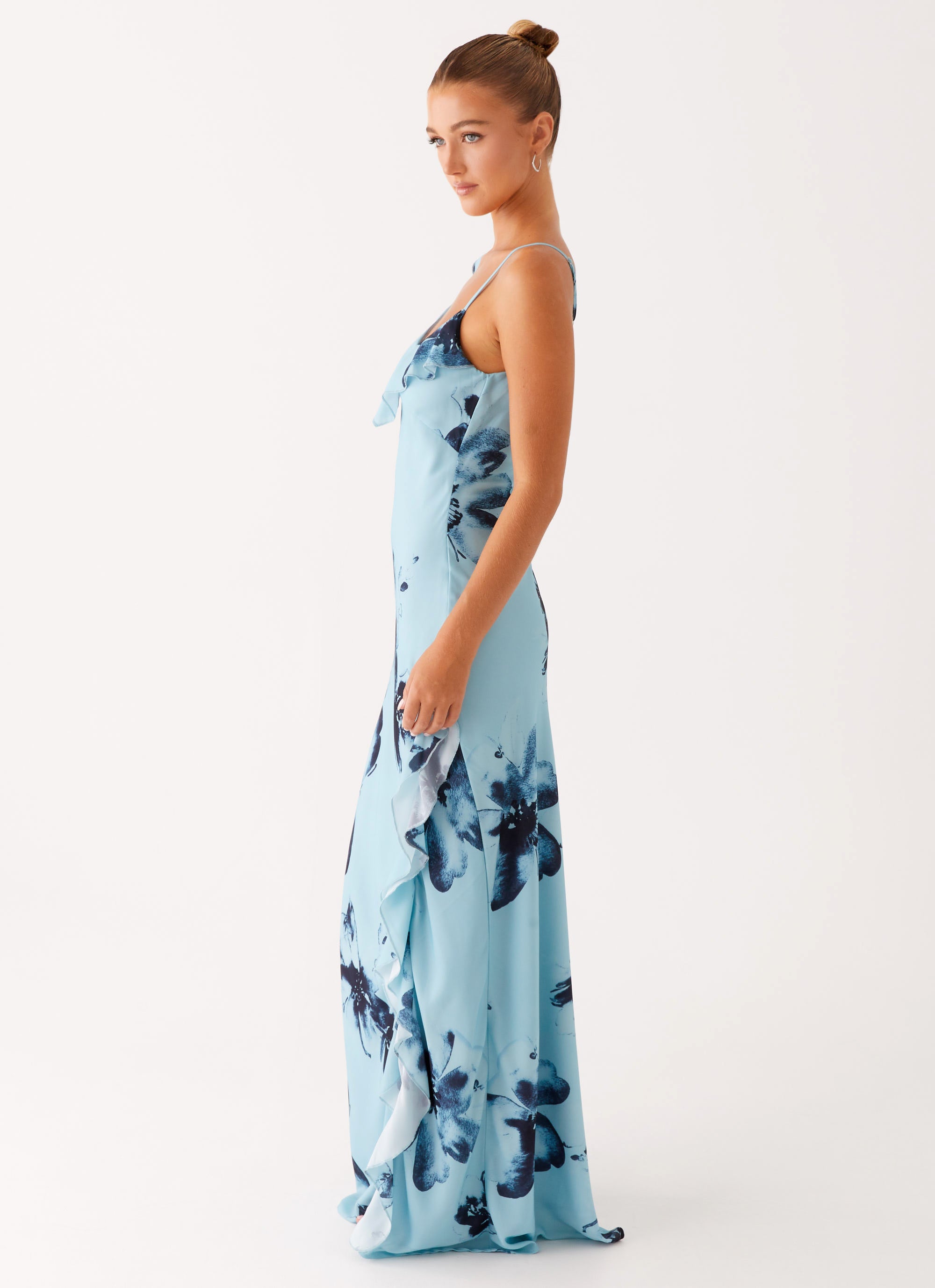black and blue floral maxi dress Baltic Born Womens Layla Tulle Maxi Dress | Dark Blue Floral