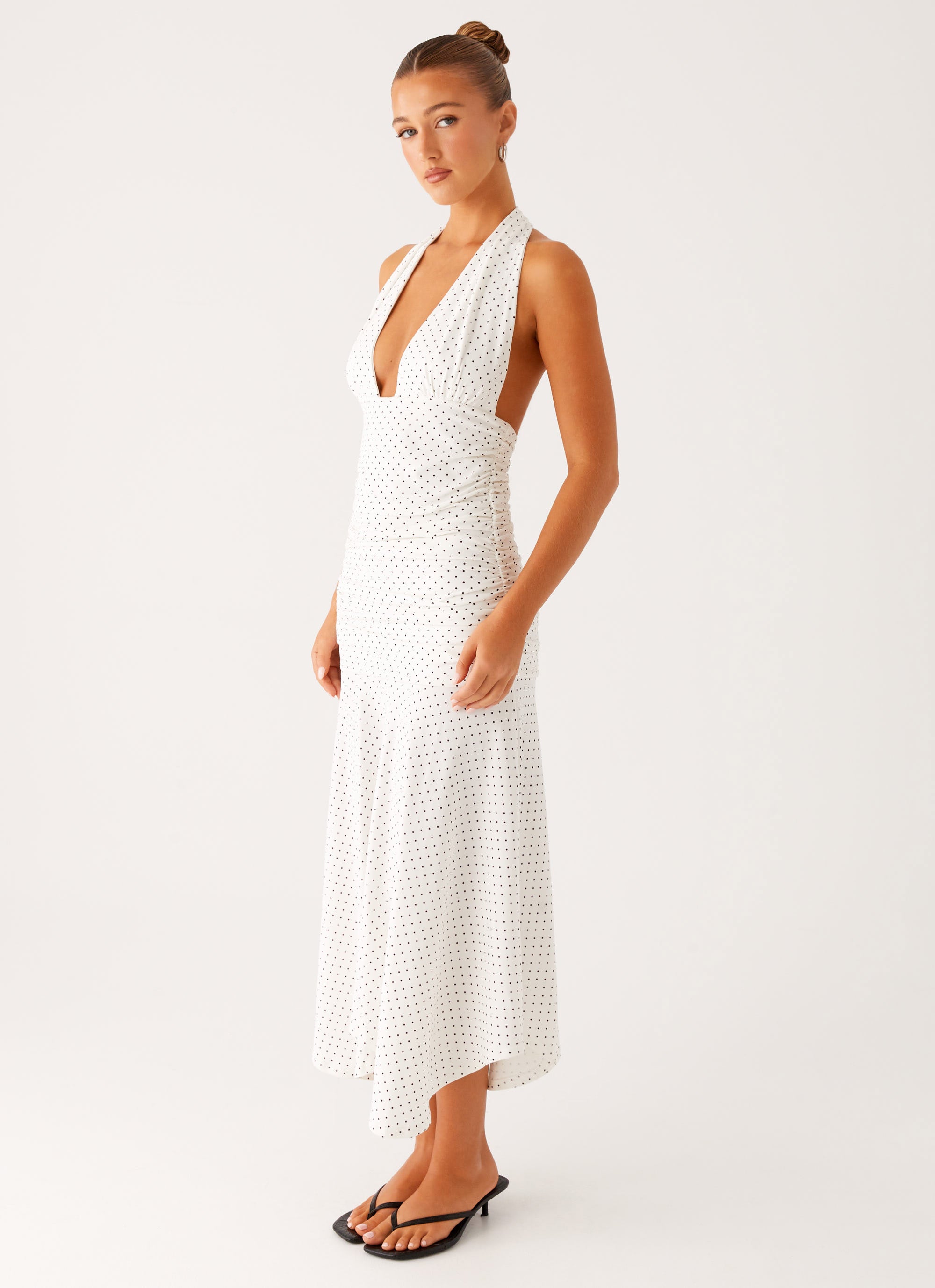 grecian halter neck dress Pleated Grecian Style Dress with Self-Tie Halter Neck