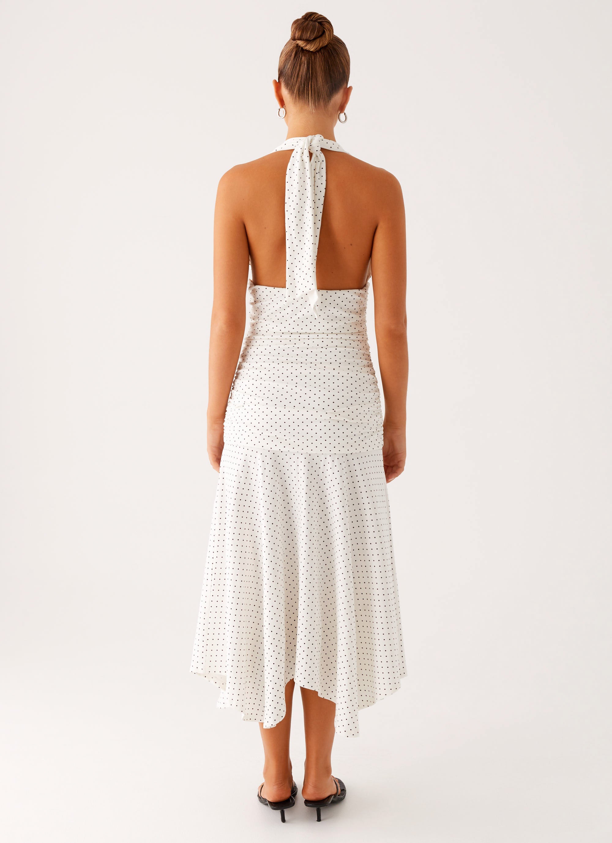 Grettana Halter Neck Midi Dress - White Polka Dot White Polka Dot / US 16 Grettana Halter Neck Midi Dress - White Polka Dot White Polka Dot / US 16