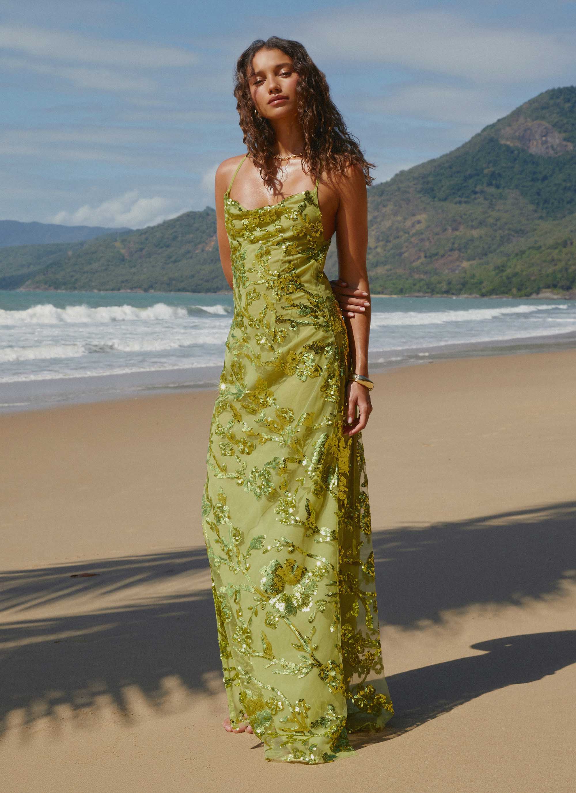 Havana Sequin Maxi Dress - Lime Havana Sequin Maxi Dress - Lime
