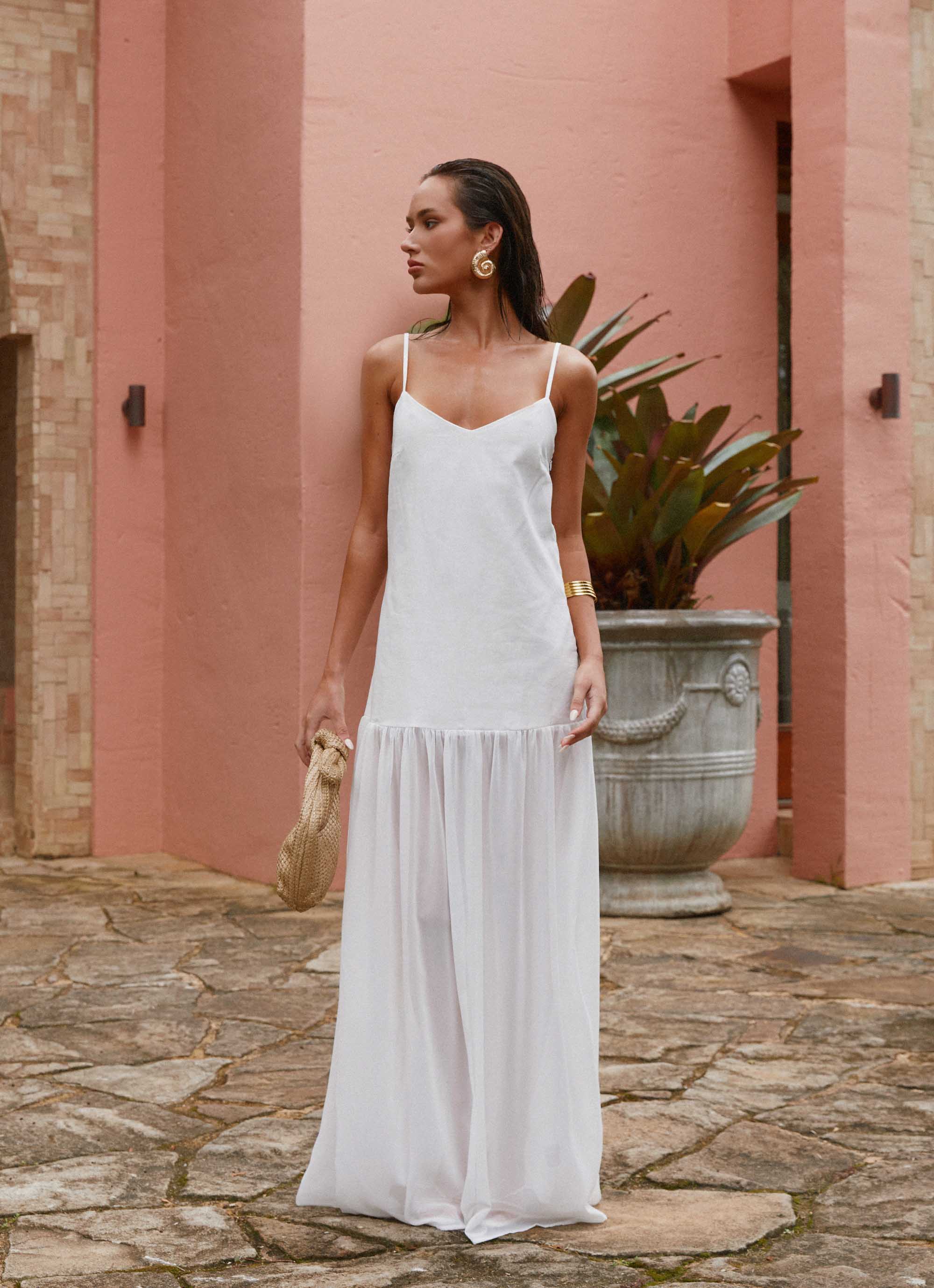 Heavenly Linen Maxi Dress - White White / US 12 Heavenly Linen Maxi Dress - White White / US 12