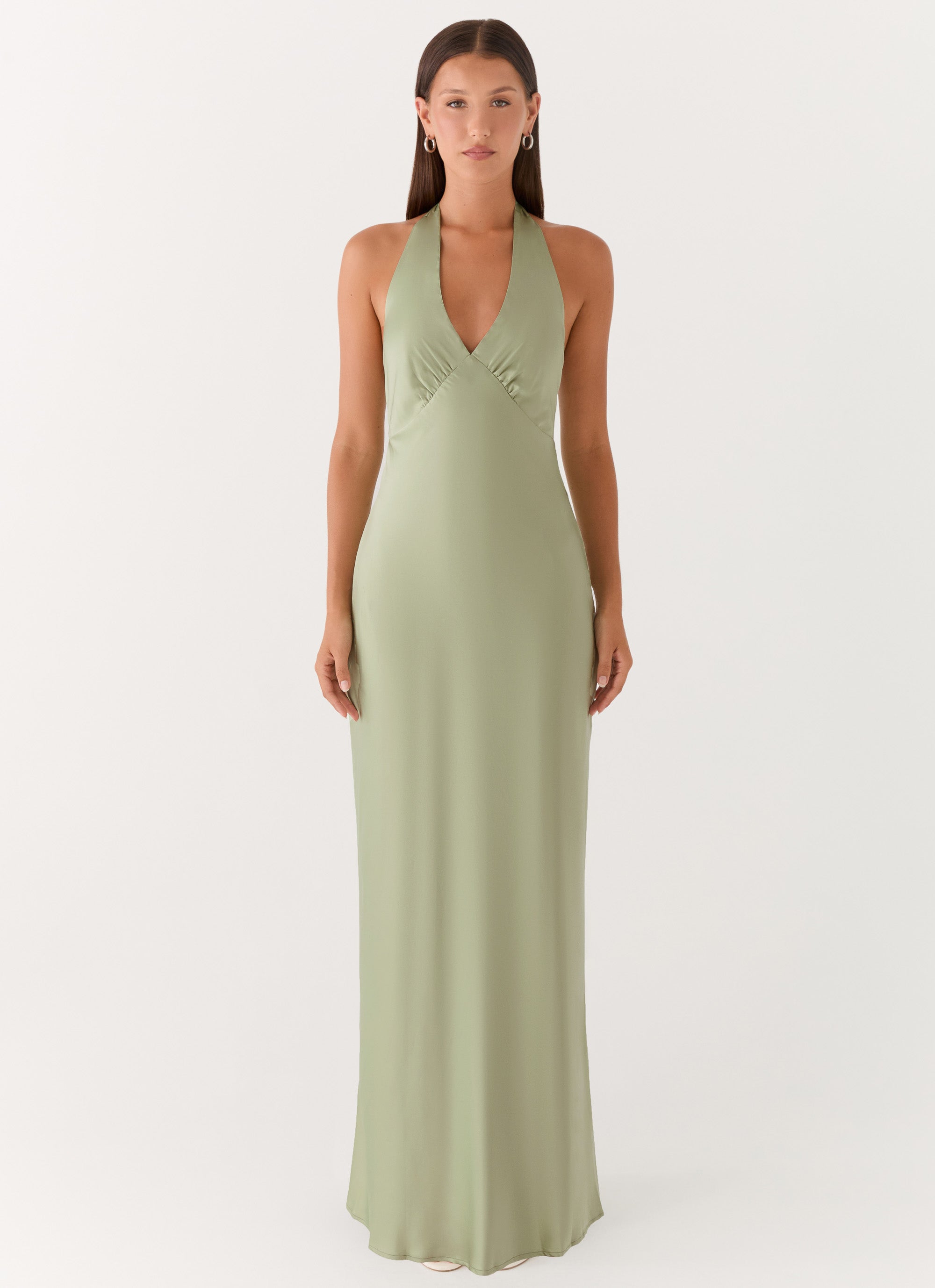 Heavy Hearted Satin Maxi Dress - Sage Sage / US 8 Heavy Hearted Satin Maxi Dress - Sage Sage / US 8