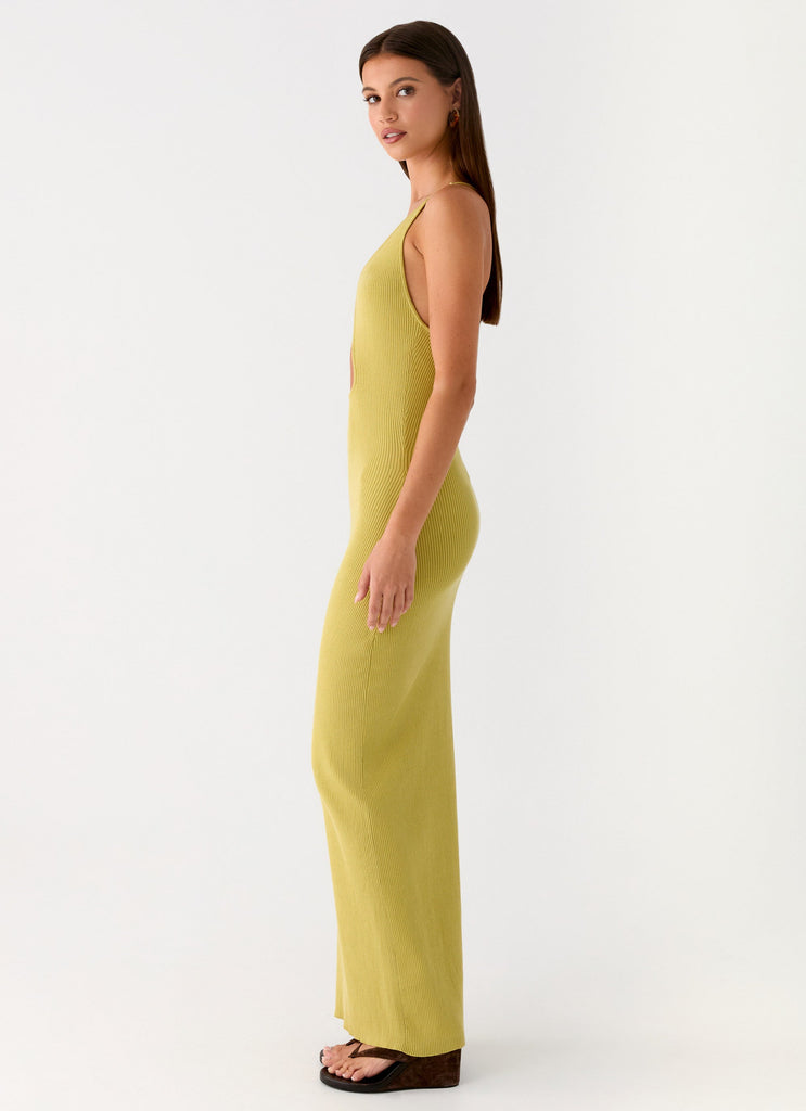 Hold On Tight Knit Maxi Dress - Olive