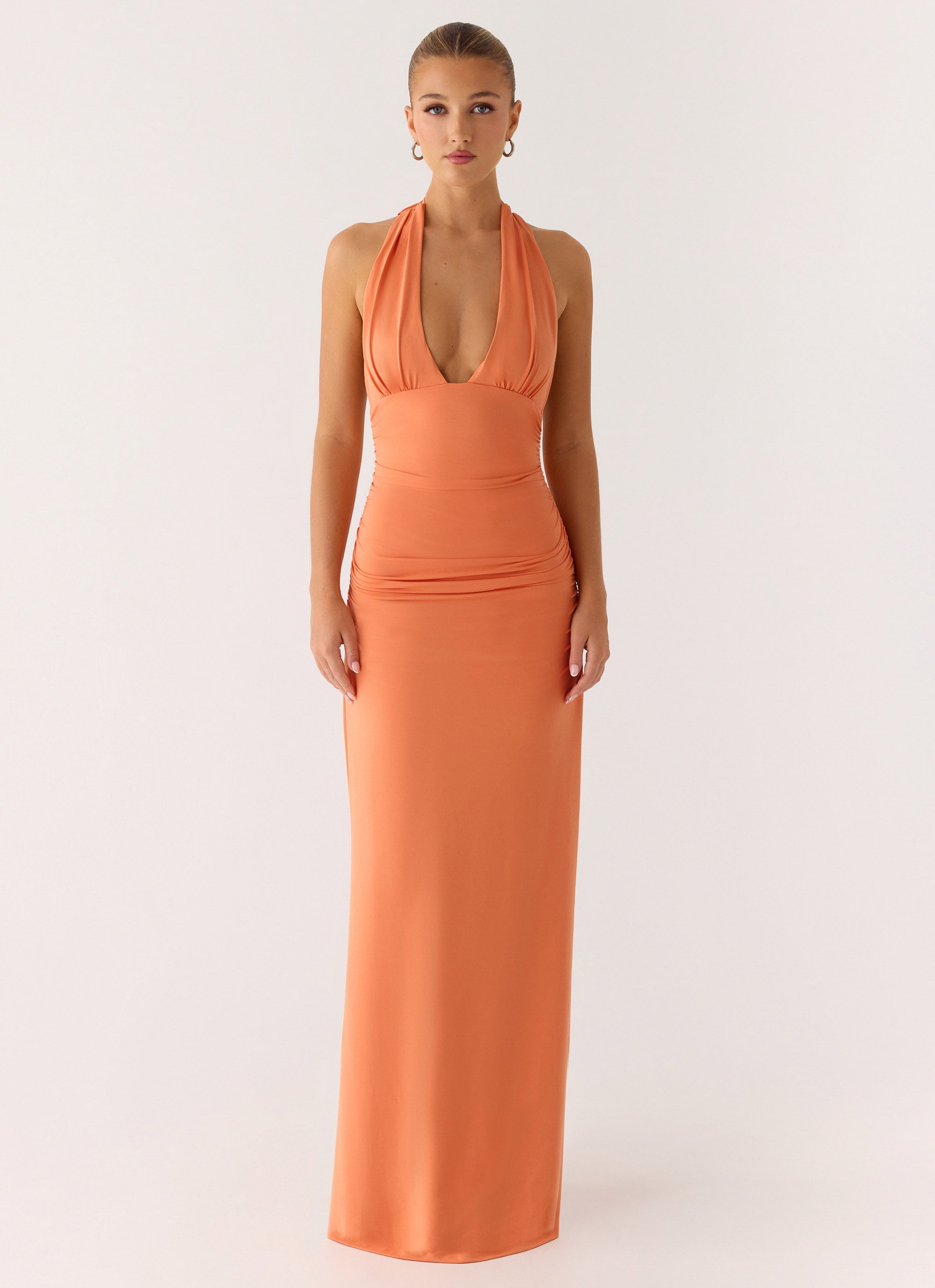 Ilaria Halter Maxi Dress - Apricot Apricot / US 4 Ilaria Halter Maxi Dress - Apricot Apricot / US 4