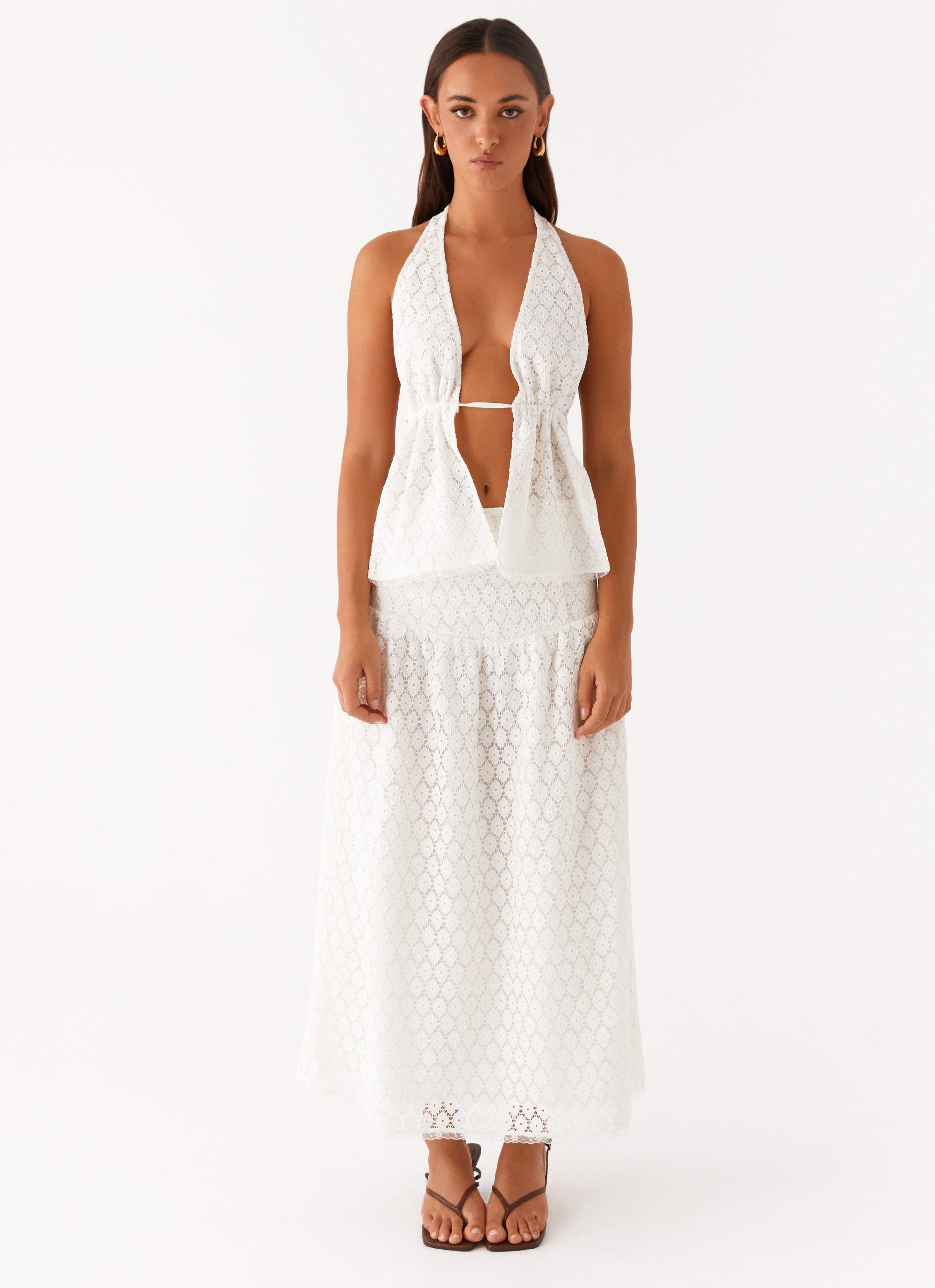 Indiana Corset Midi Skirt White