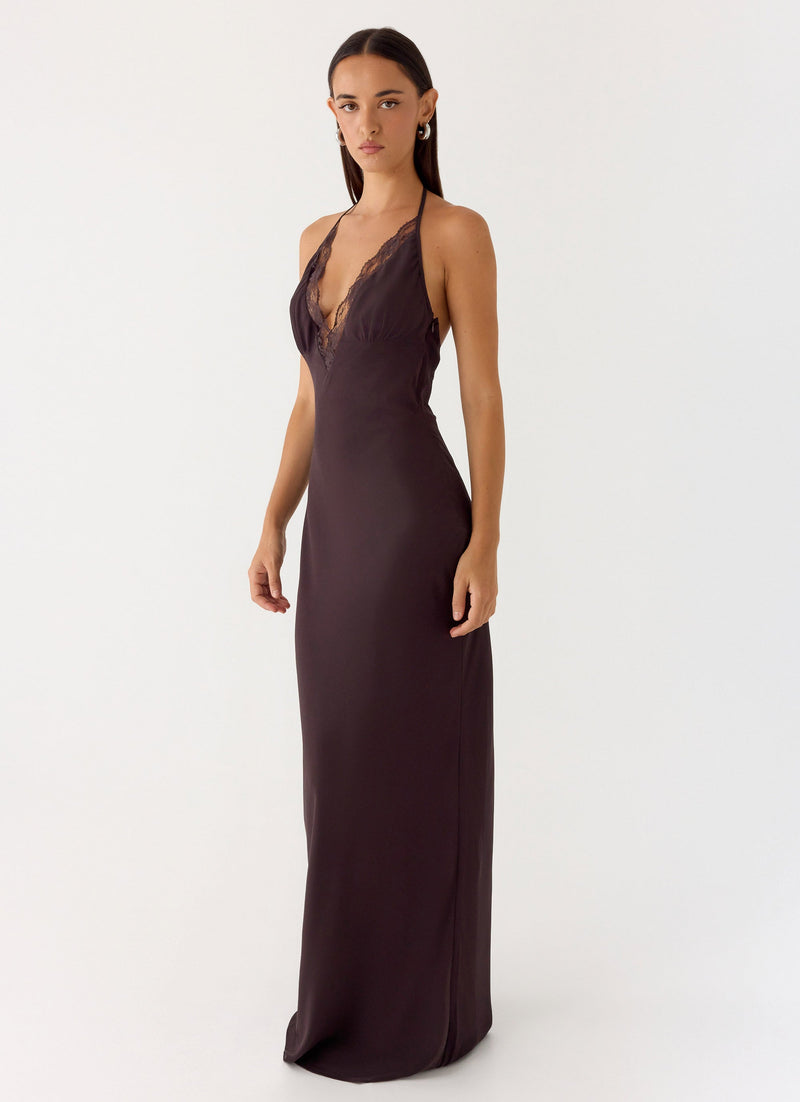 Indya Halter Maxi Dress - Chocolate