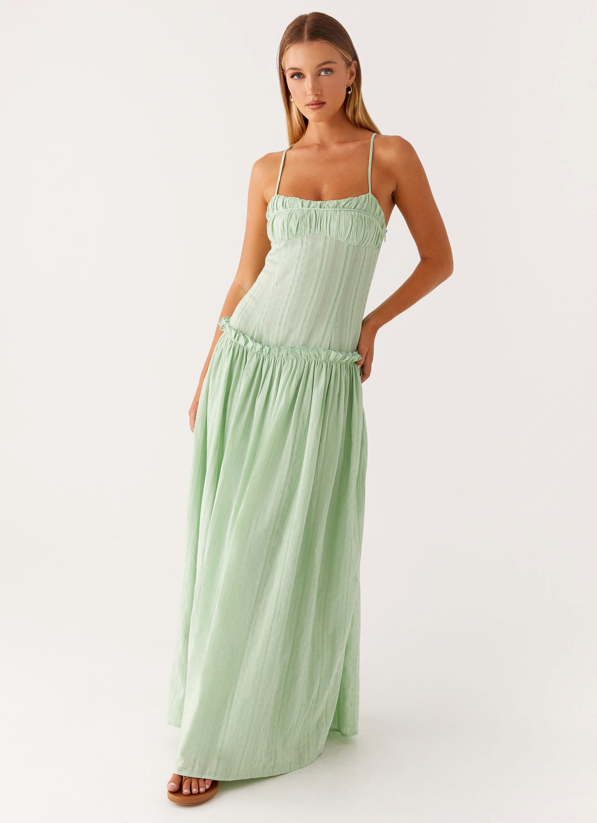 Jacinda Drop Waist Maxi Dress - Sage Sage / US 16 Jacinda Drop Waist Maxi Dress - Sage Sage / US 16