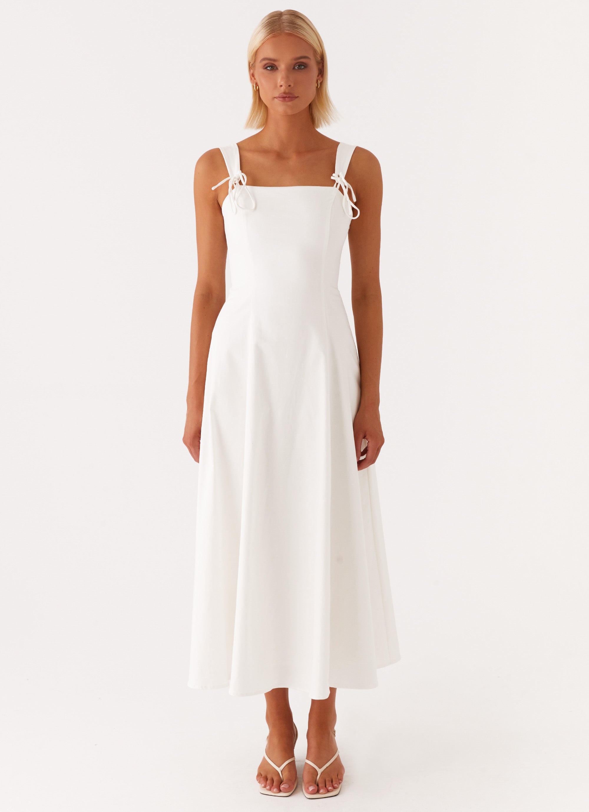 Jamaya Tie Midi Dress - White Peppermayo US Jamaya Tie Midi Dress - White Peppermayo US