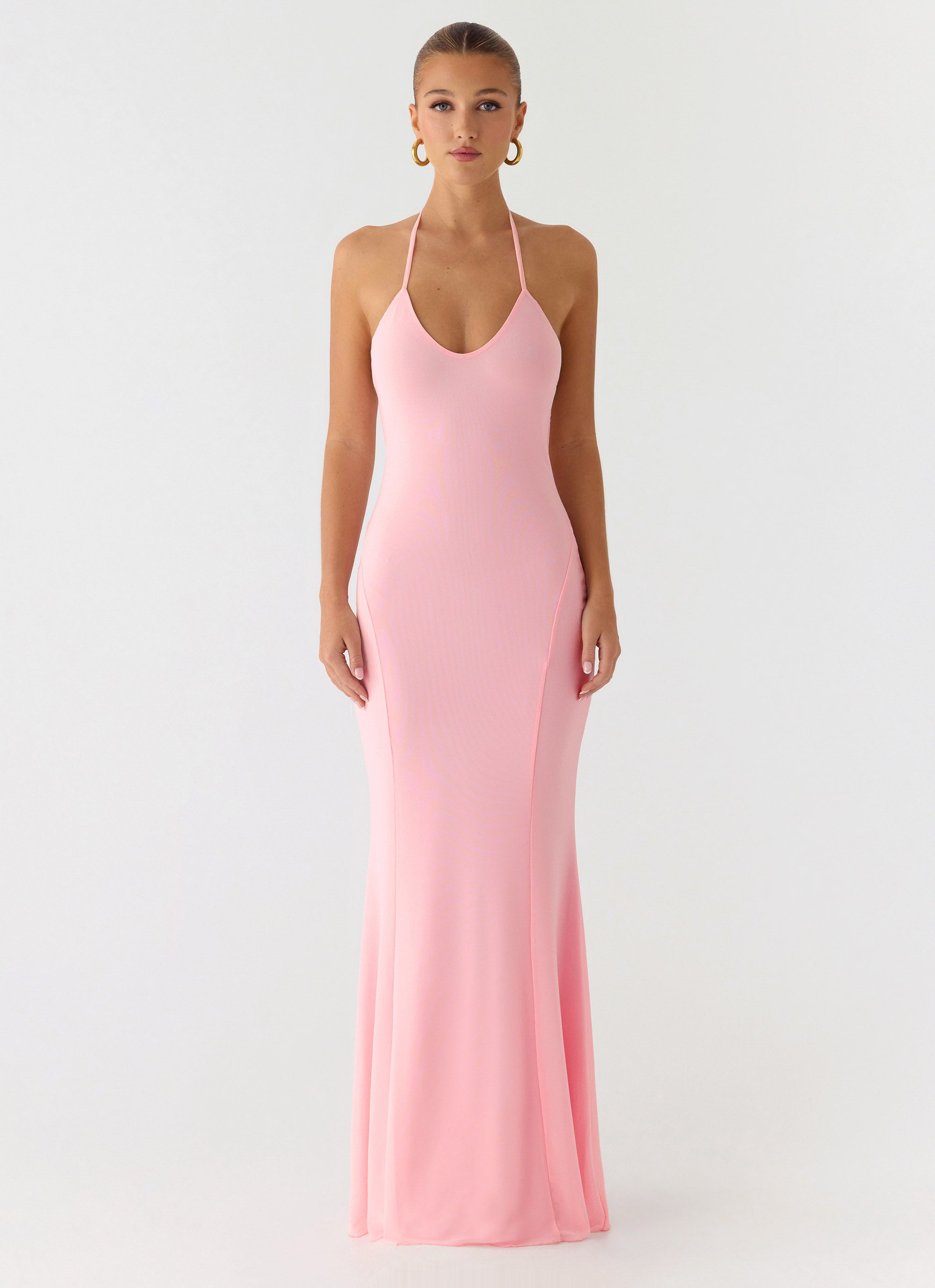 Jolin Halter Maxi Dress - Baby Pink Baby Pink / US 12