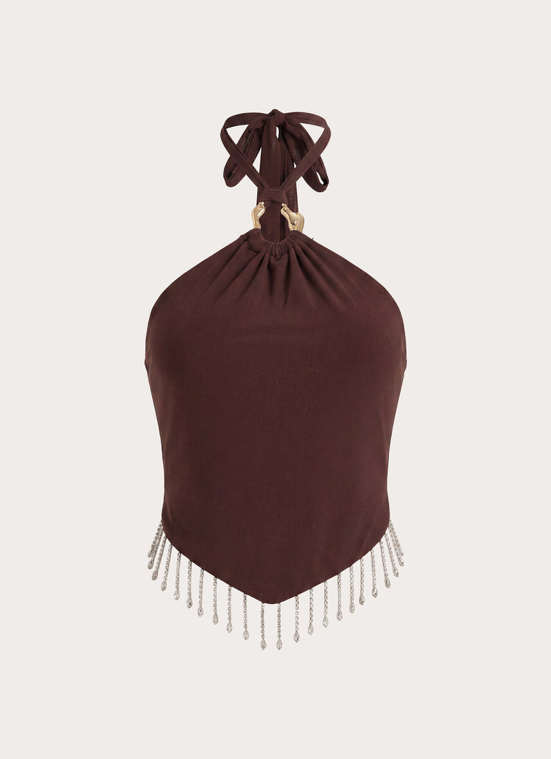 Joosal Beaded Top - Brown