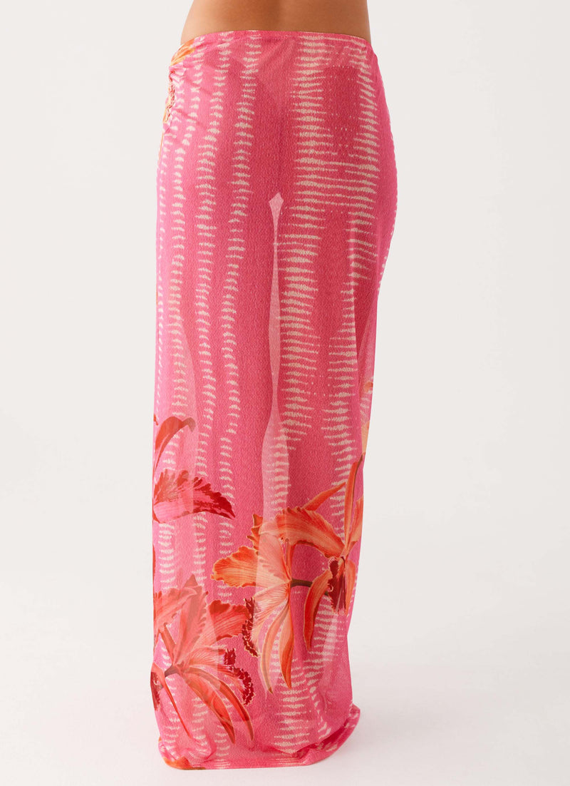 Jovani Maxi Skirt Tropical Pink Print 3 Peppermayo