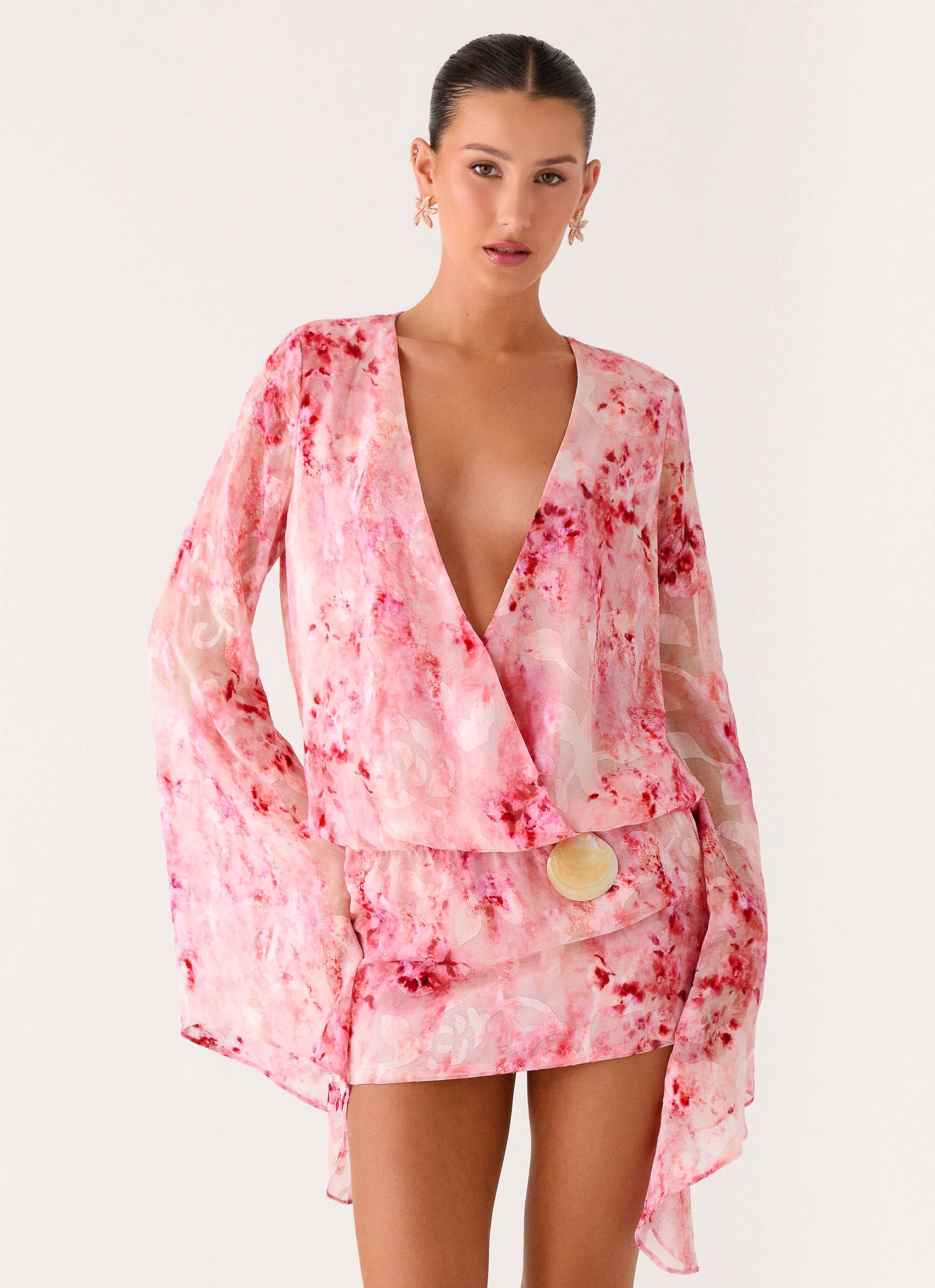 damson madder junia long-sleeve mini dress Damson Madder Junia Long-Sleeve Mini Dress