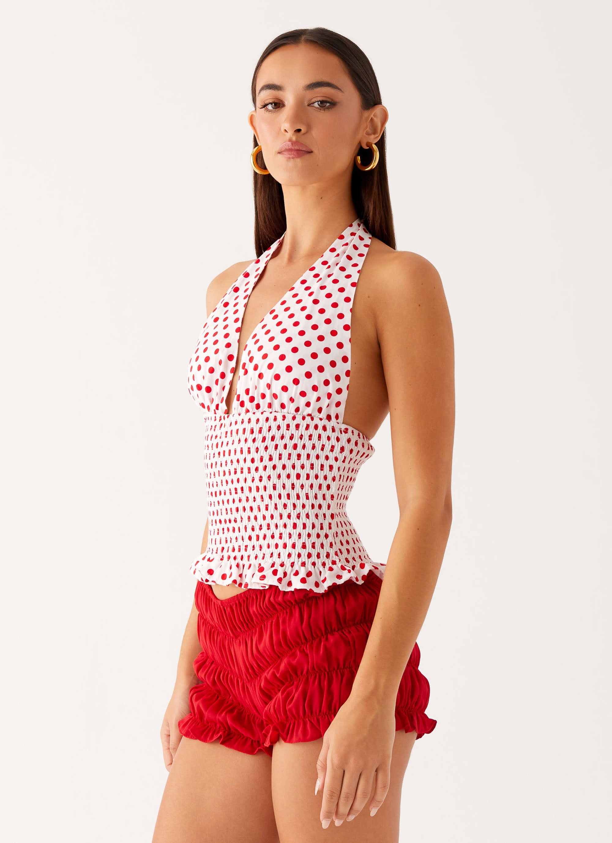 Kamren Halter Top - White Red Polka Dot White Red Polka Dot / US 14 Kamren Halter Top - White Red Polka Dot White Red Polka Dot / US 14