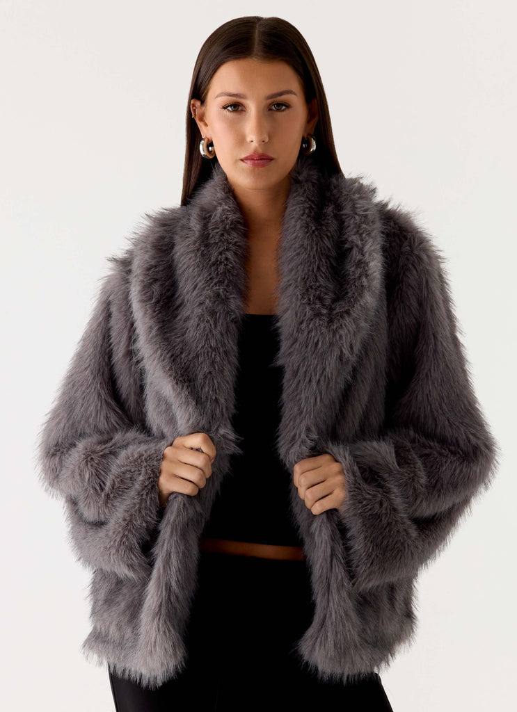 Katiana Faux Fur Jacket - Grey