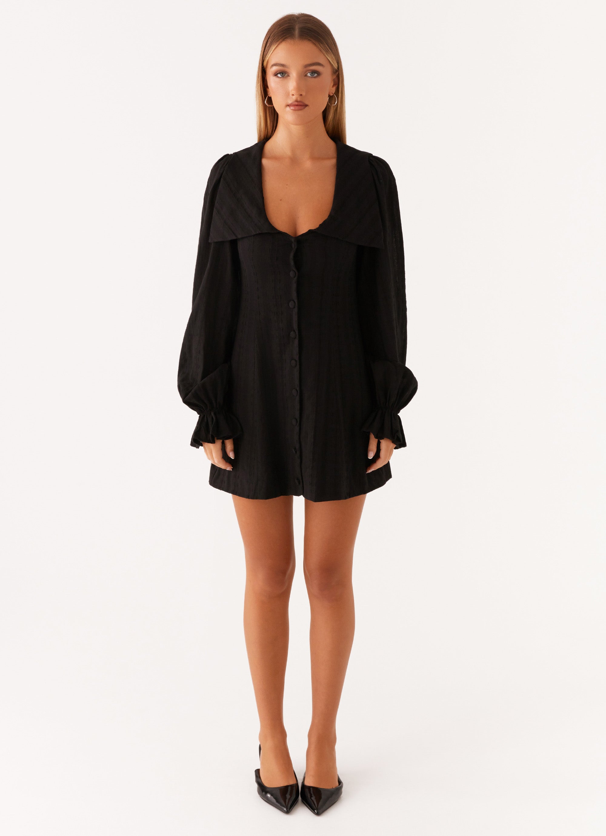 Kendrick Long Sleeve Mini Dress - Black Peppermayo US Kendrick Long Sleeve Mini Dress - Black Peppermayo US