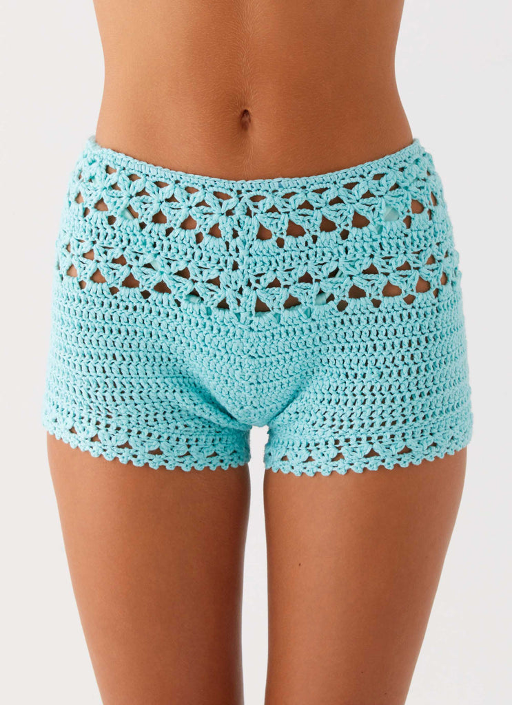 Kristelle Crochet Shorts Turquoise 4 Peppermayo