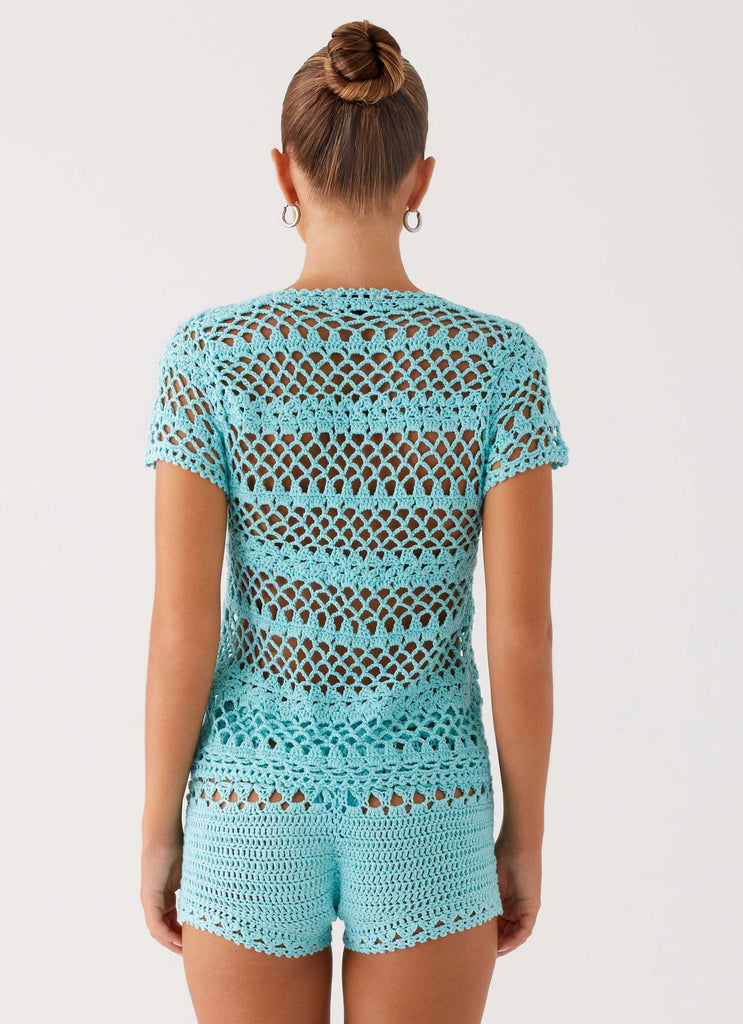 Kristelle Crochet Top Turquoise 4 Peppermayo