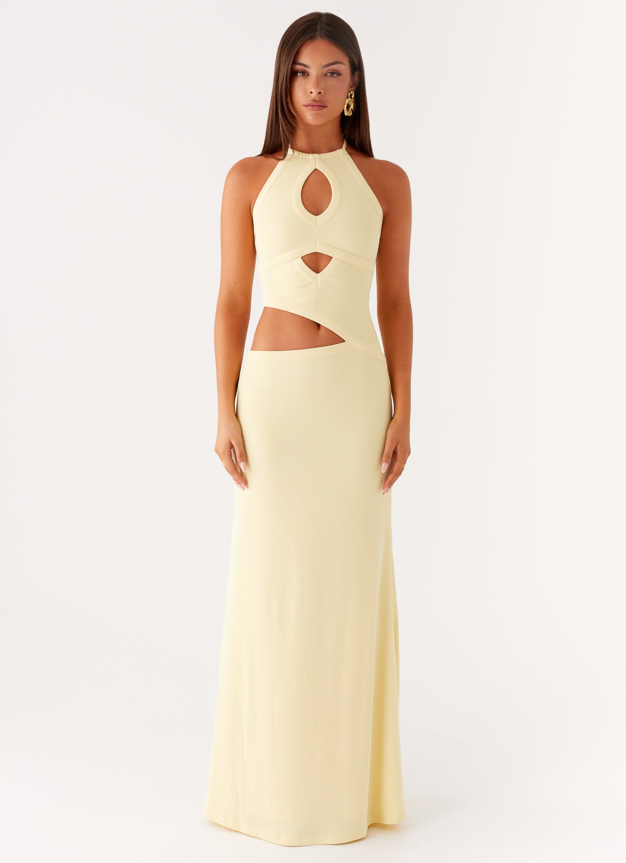 Lanah Cut Out Maxi Dress - Yellow Yellow / US 12 Lanah Cut Out Maxi Dress - Yellow Yellow / US 12
