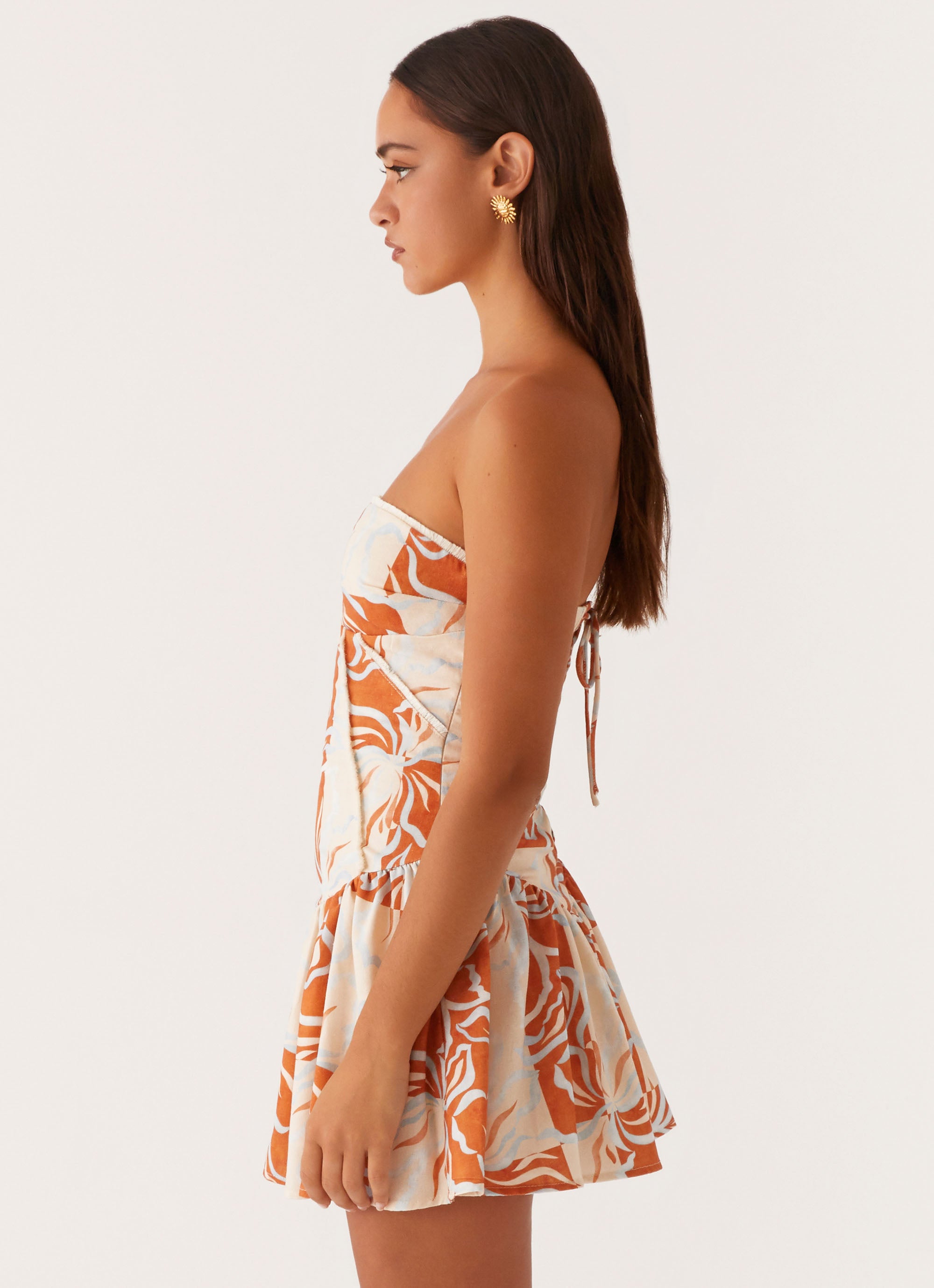 最大10%OFFクーポン Blue Orange - Dress Mini Linen Larnie Floral US Peppermayo – ワンピース