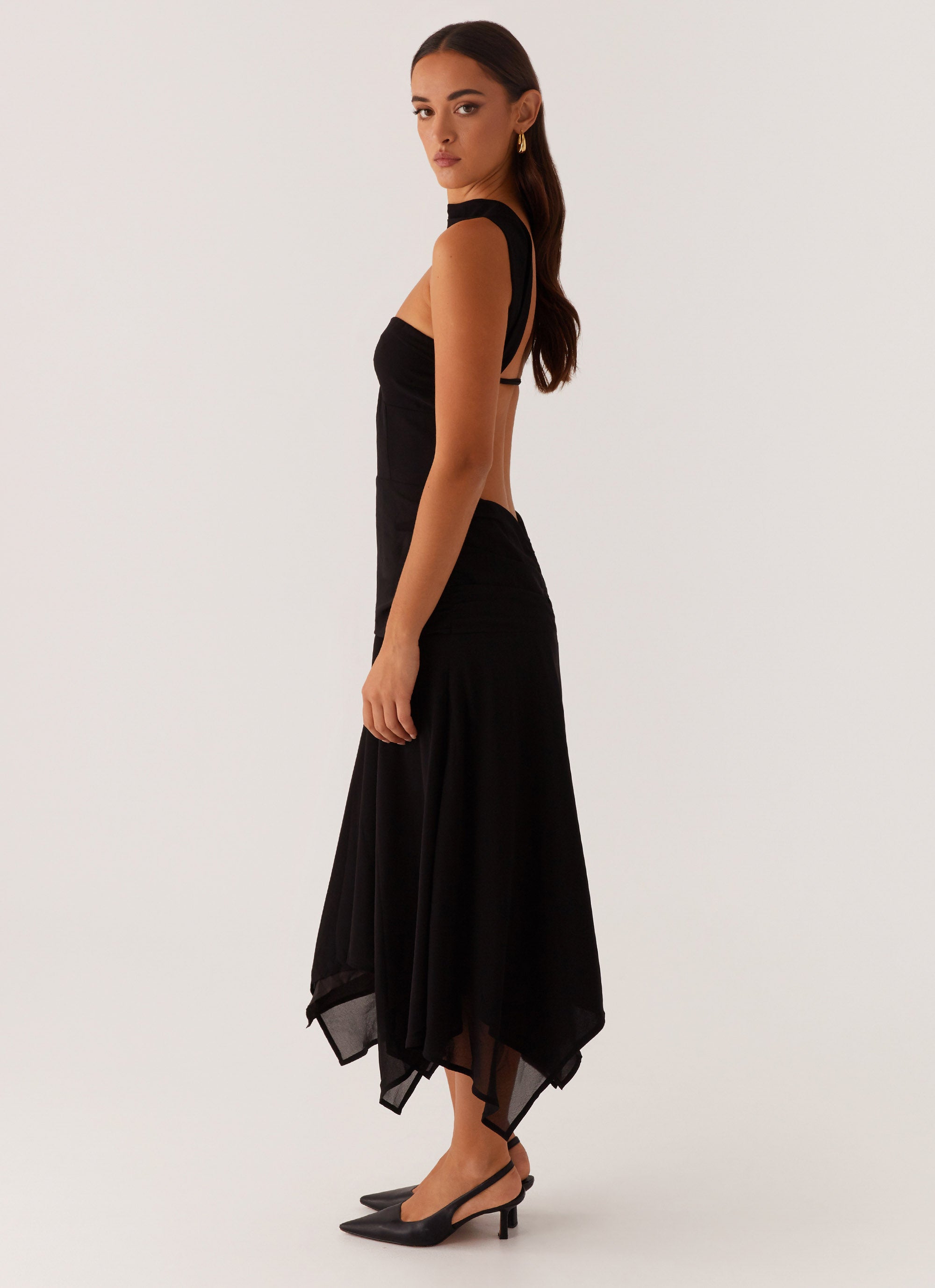 Leto Chiffon Midi Dress - Black Leto Chiffon Midi Dress - Black