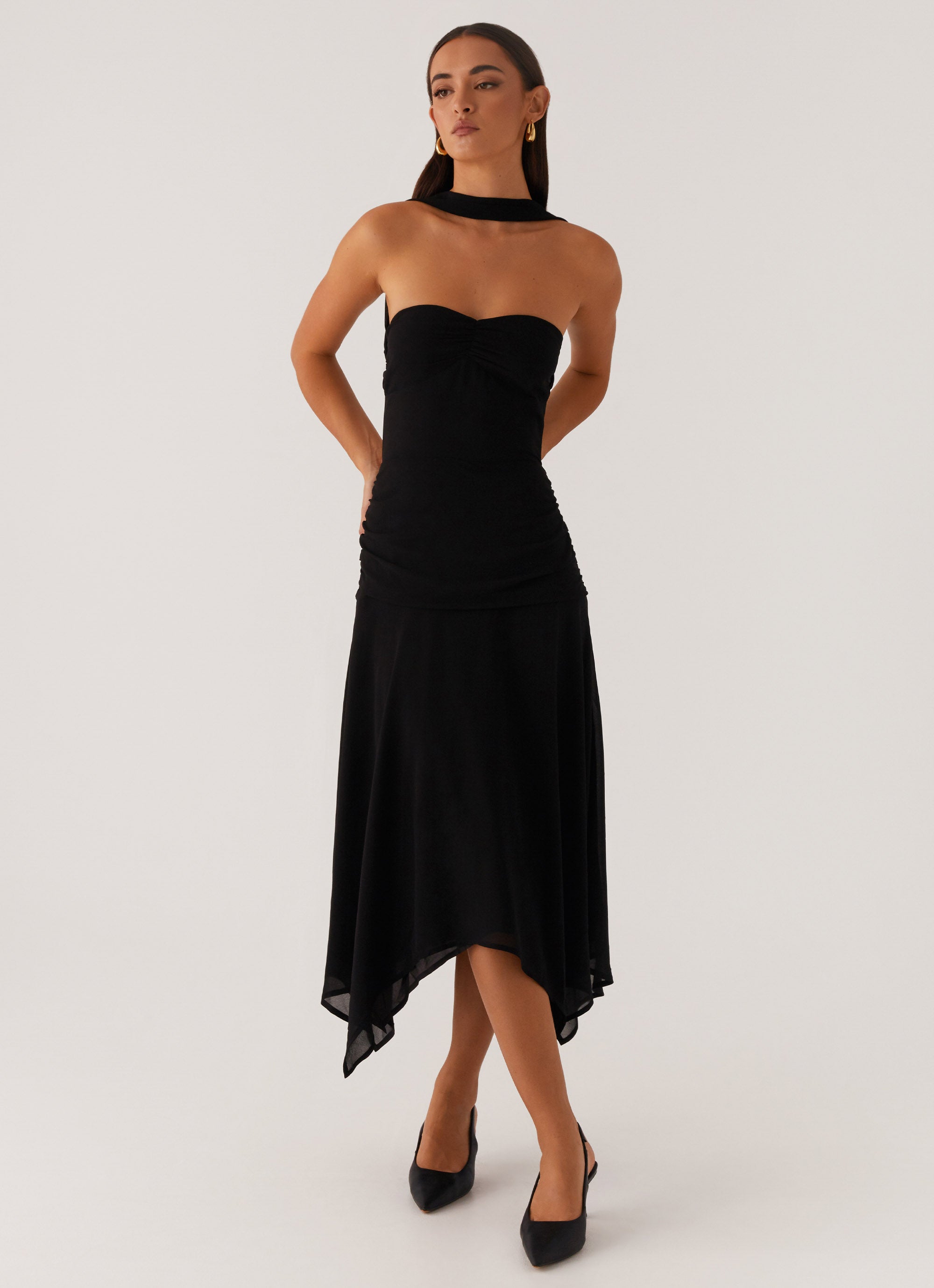 Leto Chiffon Midi Dress - Black Peppermayo US Leto Chiffon Midi Dress - Black Peppermayo US